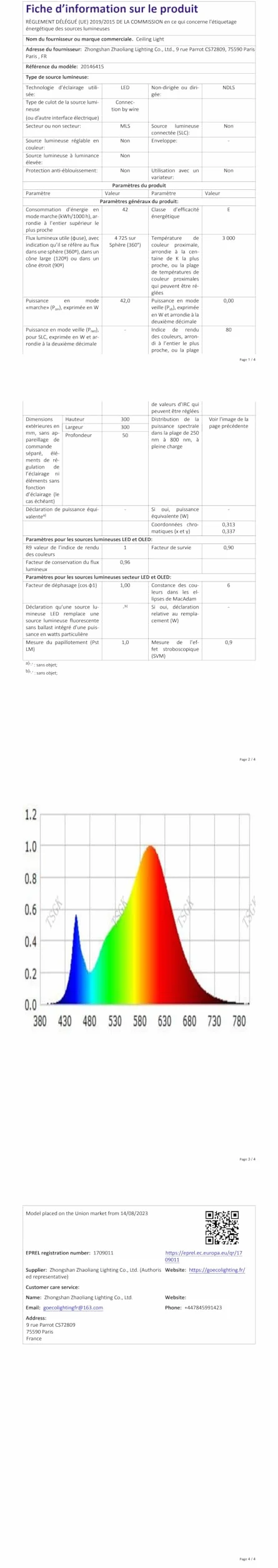 Comely Lampa Sufitowa LED 42W 4725LM 30cm 3000K Białe Akrylowe