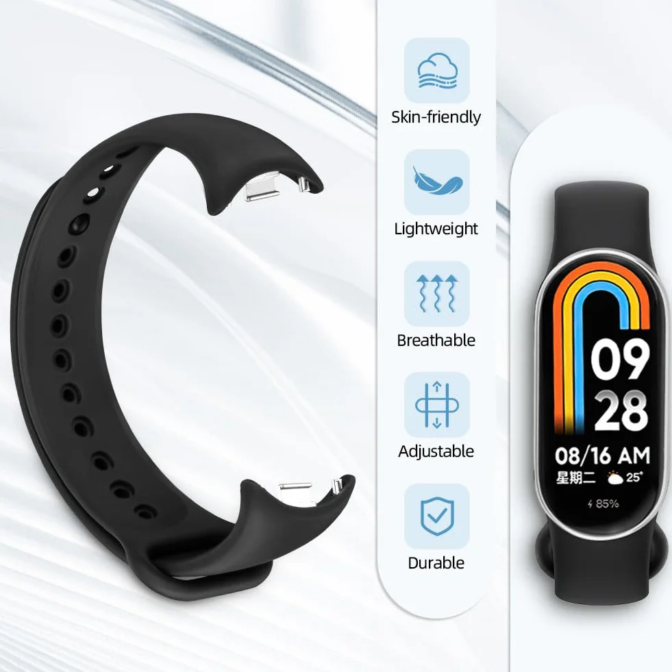 Ainiv Paski do Xiaomi Mi Band 10/9/8, miękki silikonowy pasek, oddychający, tylko szybkie uwolnienie, wymienne paski do bransoletki Xiaomi Smart Band 9/8, dla kobiet i mężczyzn