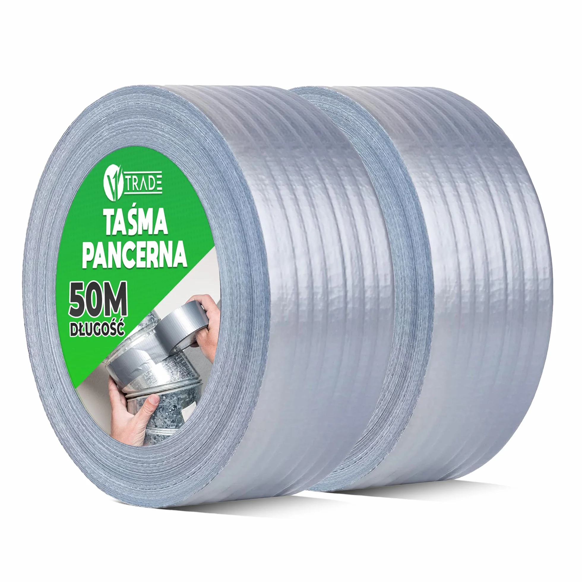 Taśma klejąca pancerna srebrna 48 mm x 50 m Duct Tape 2 sztuki