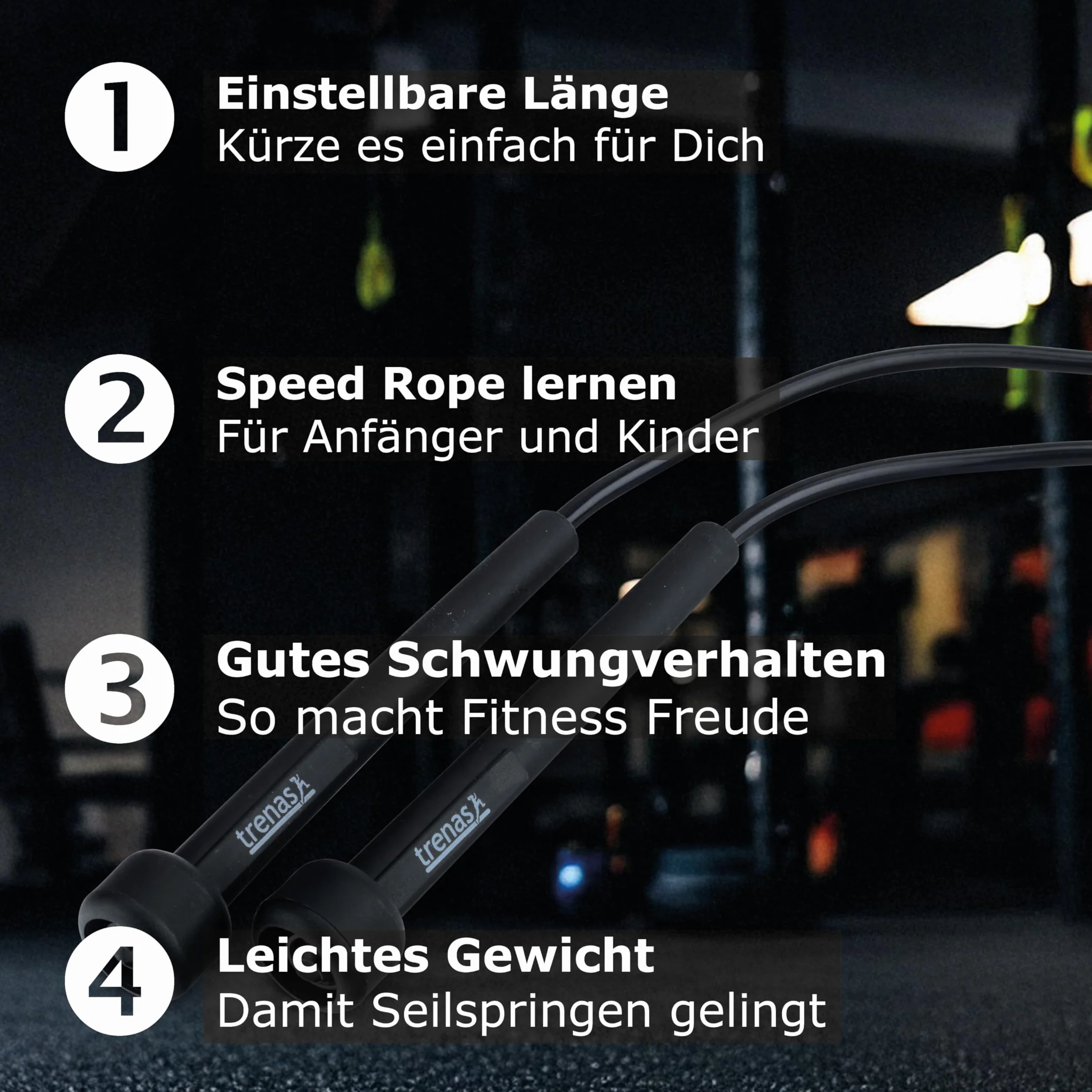 TRENAS Oryginalna Speed Rope - 3 metry - niebieska - zielona - czarna - czerwona - żółta - pomarańczowa