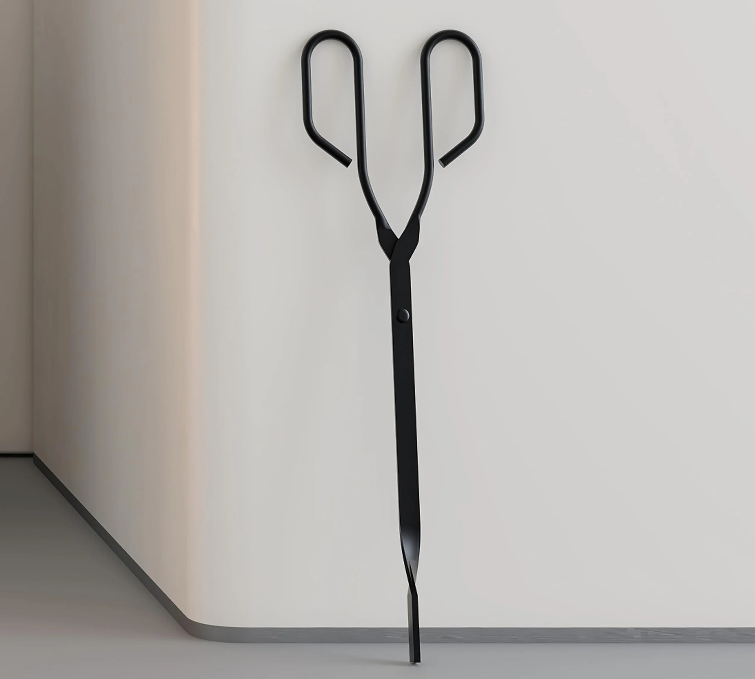 Kingson Szczypce do kominka w stylu vintage na węgiel i drewno – 43 cm czarne żelazne szczypce do ognia z płaskimi szczękami do obsługi węgla i podpałki – antyczny chwytak nożycowy do otwartego ognia