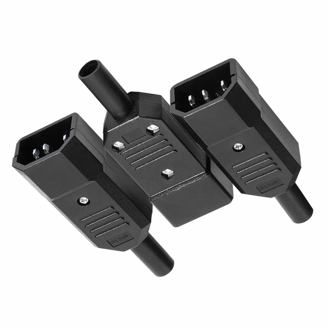PATIKIL IEC320 C14 Gniazdo Złącza AC250V 10A 3 sztuk Czarny