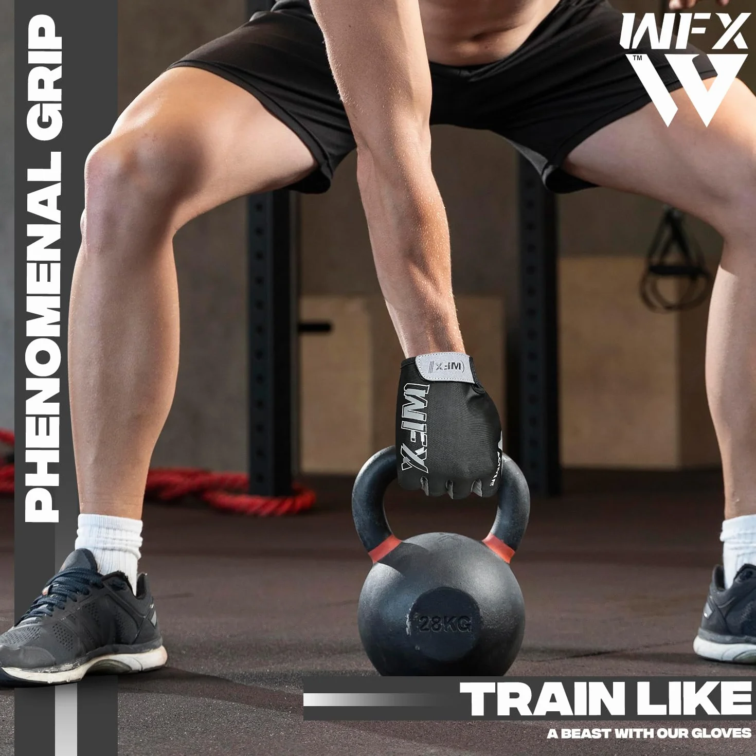 WFX Rękawice gimnastyczne do treningu fitness, wsparcie nadgarstka, oddychające, antypoślizgowe, silikonowe, wyściełane, dodatkowa ochrona dłoni, rękawice do podnoszenia ciężarów, dla mężczyzn i