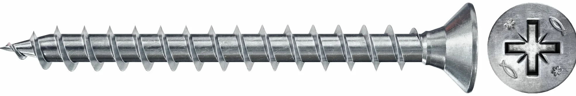 Fischer Power-Fast II Wkręty do Płyt Wiórowych Srebrny 100 sztuk