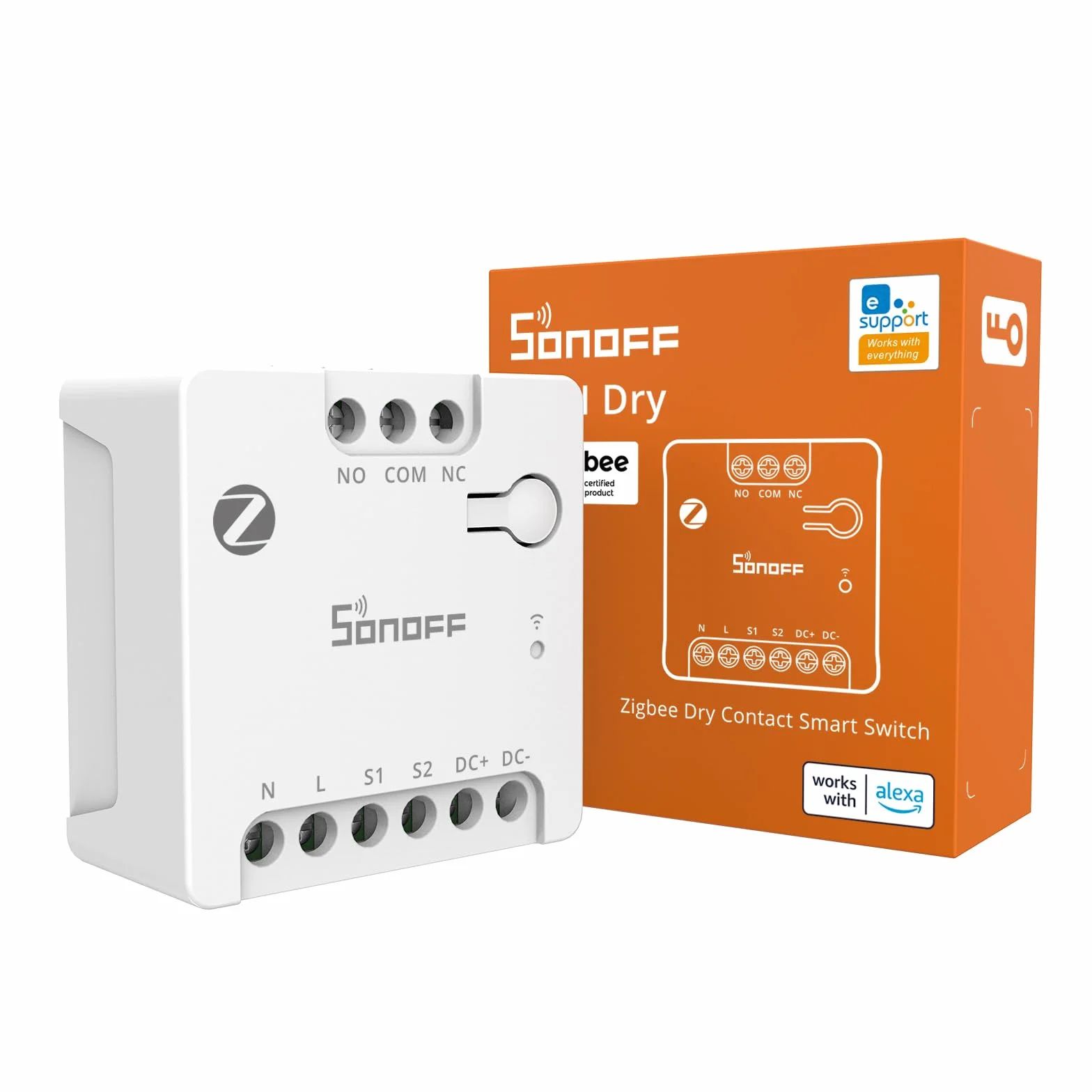 SONOFF MINI-ZBD Przekaźnik Zigbee 3.0, Suchy Styk, Wejście AC/DC, Kompatybilny z Hubami Zigbee, Alexa i Google Home, do Bramy Garażowej, Kotłów, Silników DC i Elektrozaworów
