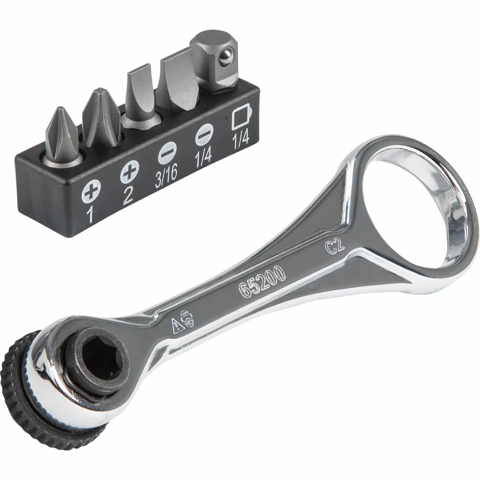 KLEIN TOOLS 5-częściowy zestaw mini grzechotki z krzyżakami, szczelinami i adapterem 65200