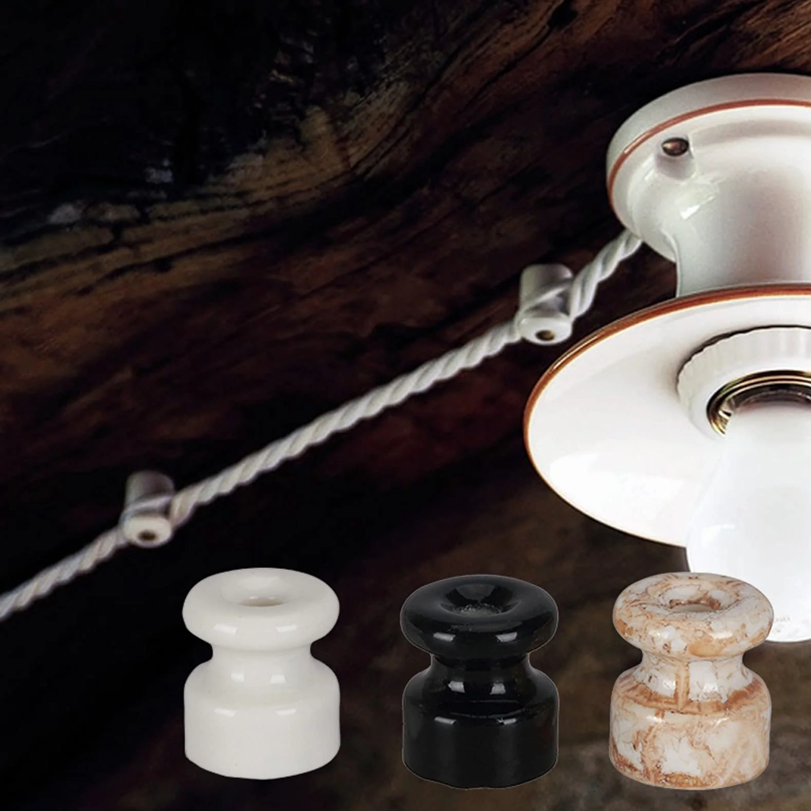 Izolatory kabla porcelanowego 20mm 6 zestawów