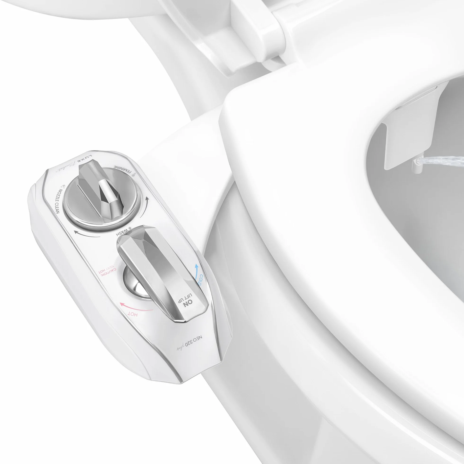 LUXE Bidet NEO 320 Plus mocowanie deski sedesowej chromowane z zawiasami EZ-Lift podwójnymi dyszami samoczyszczenie 360°