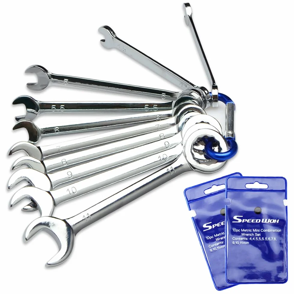 SPEEDWOX Zestaw mini kluczy metrycznych 10 szt. 4-11 mm otwarty koniec i klucz płaski