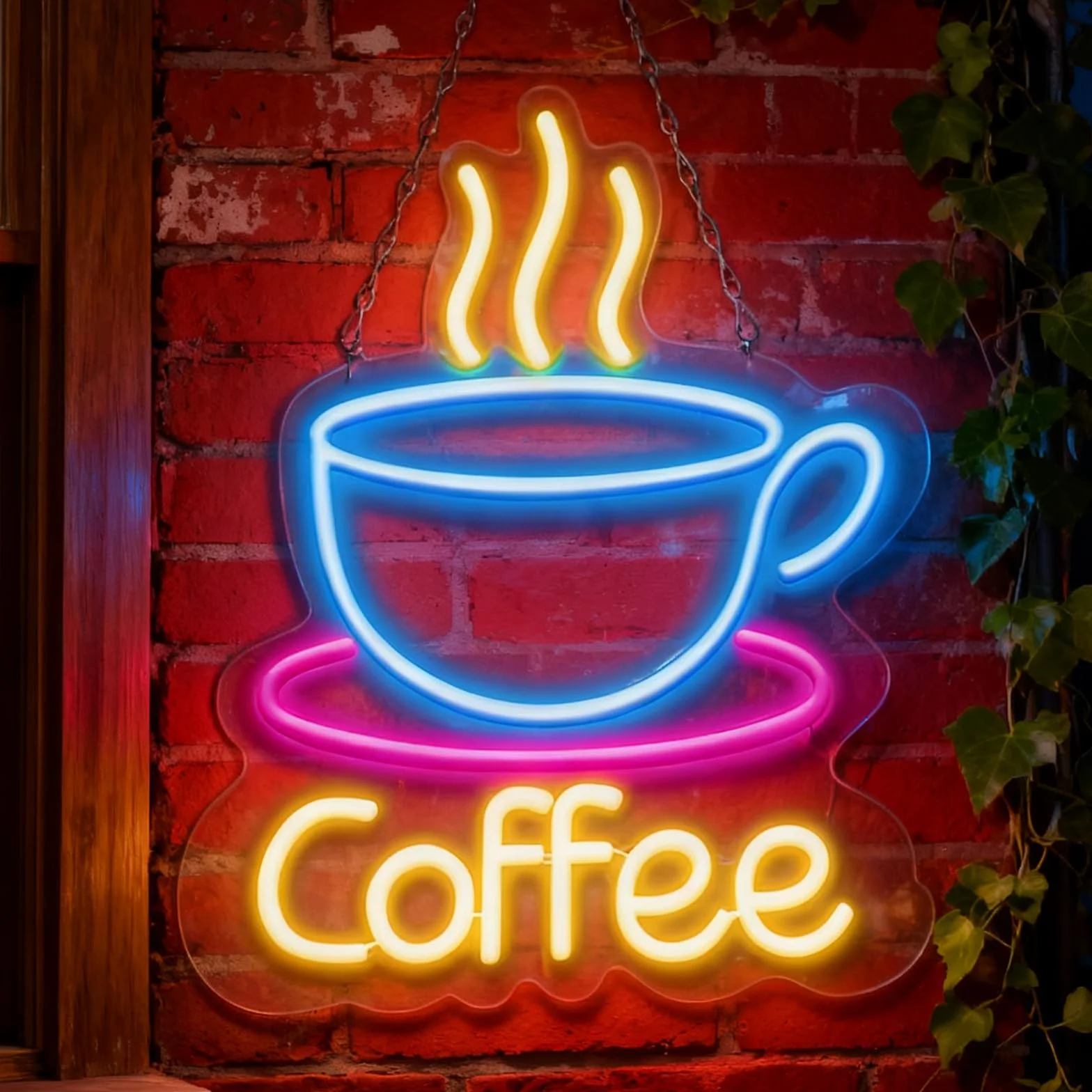 Neonowy znak LED do kawy, lampka nocna, świecąca litera do restauracji