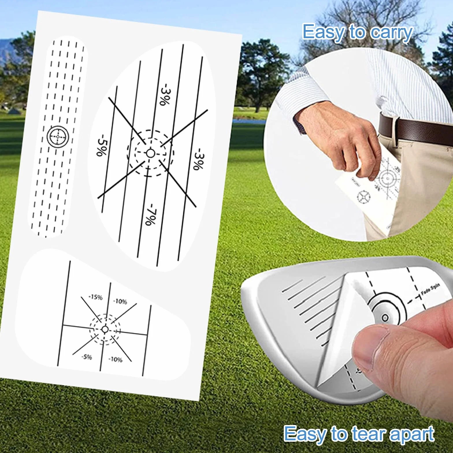 120 naklejek na kije golfowe, 40 x 3 sztuki taśm golfowych, pomoc treningowa i samoucząca się naklejka, odpowiednie do żelaza, drewna i puttera, pomoc w ćwiczeniach