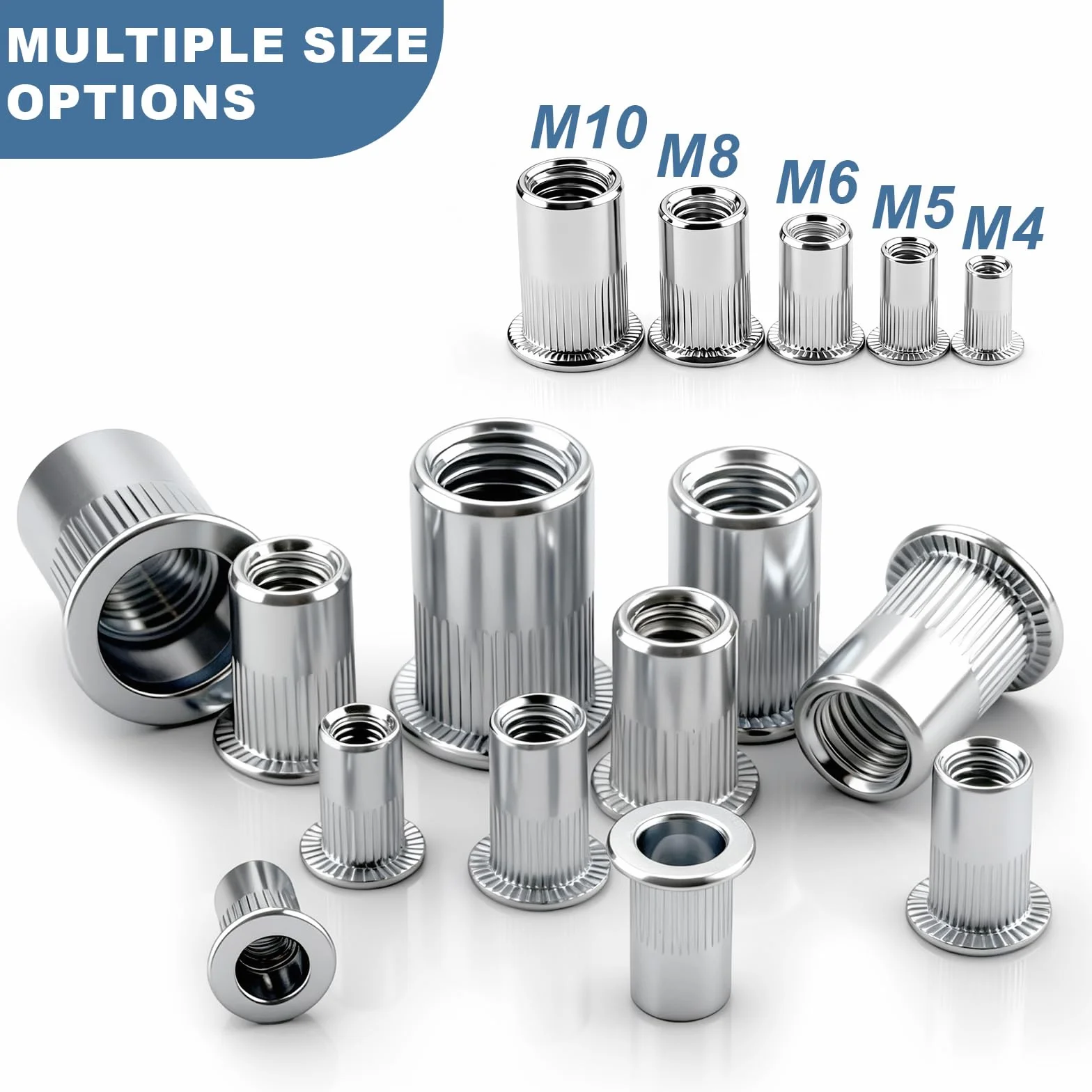 Nitonakrętki M6 x 15 mm ocynkowane, stalowe, 120 sztuk nakrętki gwintowane do płyt metalowych