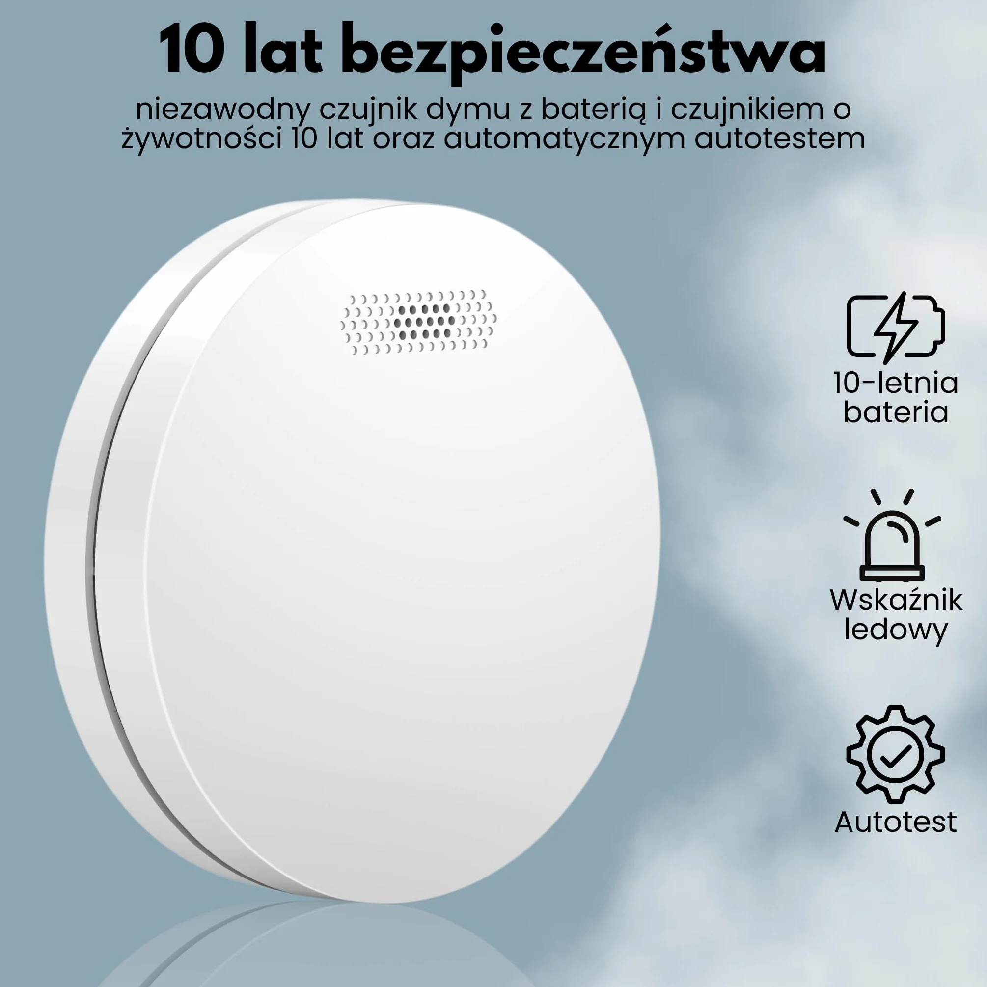 Aroha Inteligentny alarm przeciwpożarowy WiFi z 10-letnią baterią, czujnik dymu EN14604