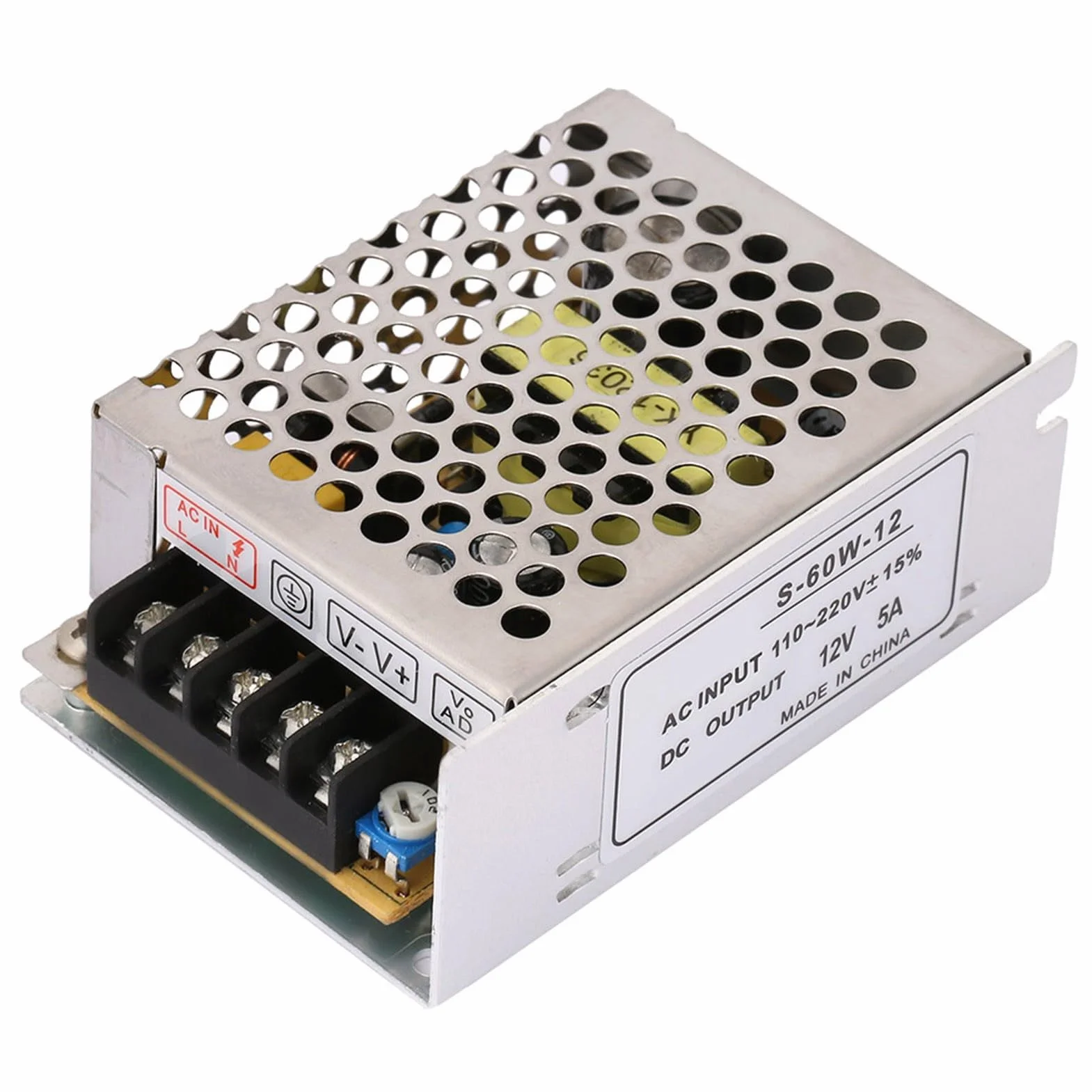 Zasilacz stabilizowany do taśm LED AC 100V ~ 240V DC 12V 5A 60W