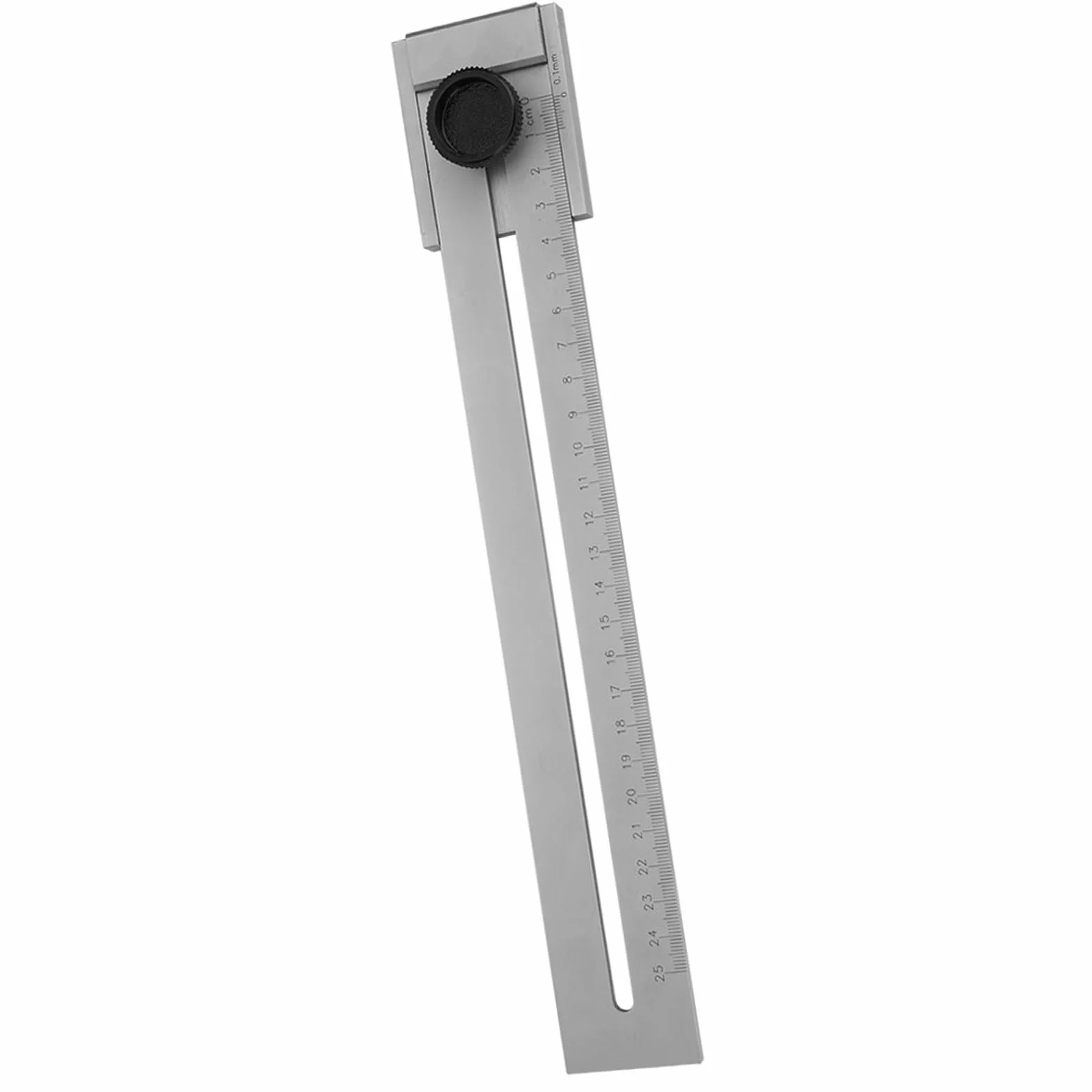 Linijka Pomiarowa 0-250 mm, Dokładność 0,1 mm, Narzędzie z Gałką, Widoczna Skala