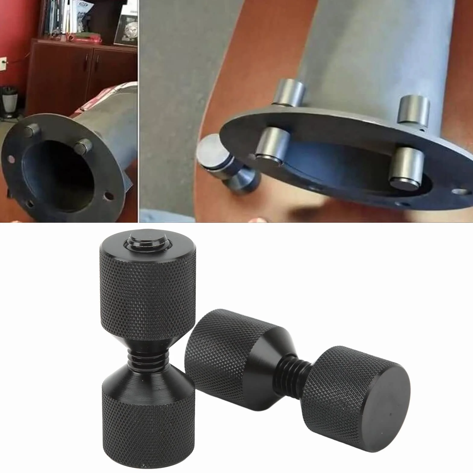 Dwa Hole Pins Set, 2Pcs Aluminum 2 Hole Flange Alignment Pin łatwe w użyciu trwałe gwintowane dwa Hole Pins z Anodized Oxide Black Finish dla samochodu statku dużych maszyn