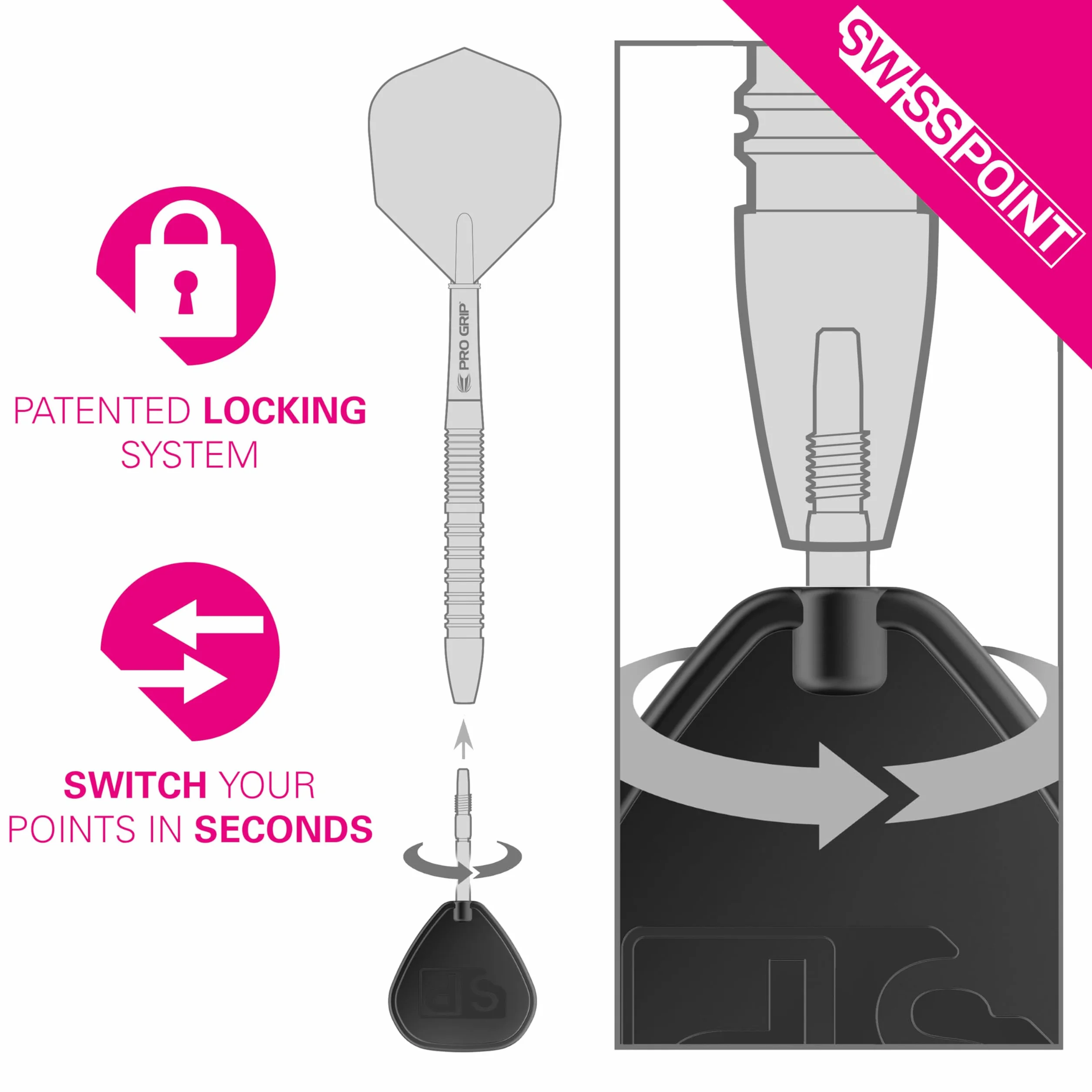 Target Darts Swiss Point GRD srebrne punkty do rzutek 35 mm