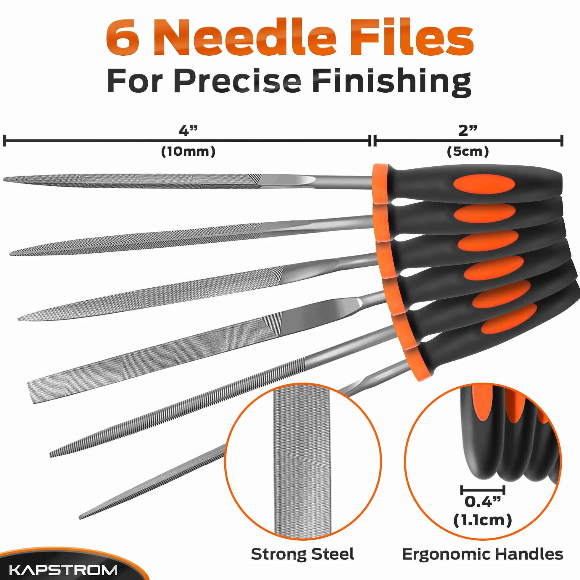 Needle File Set 6 Files for Wood Metal Plastic Jewellery, Small Round Half-Round Square Triangle Flat Flat Pointed, Carpenter's Fine Finishing