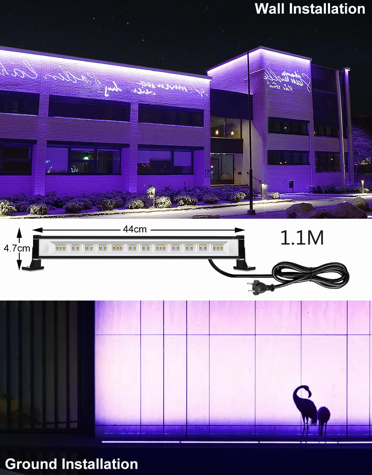 CLV Projektor LED RGB Bar 25 W Kolorowy reflektor z pilotem RF 360° Wodoodporna