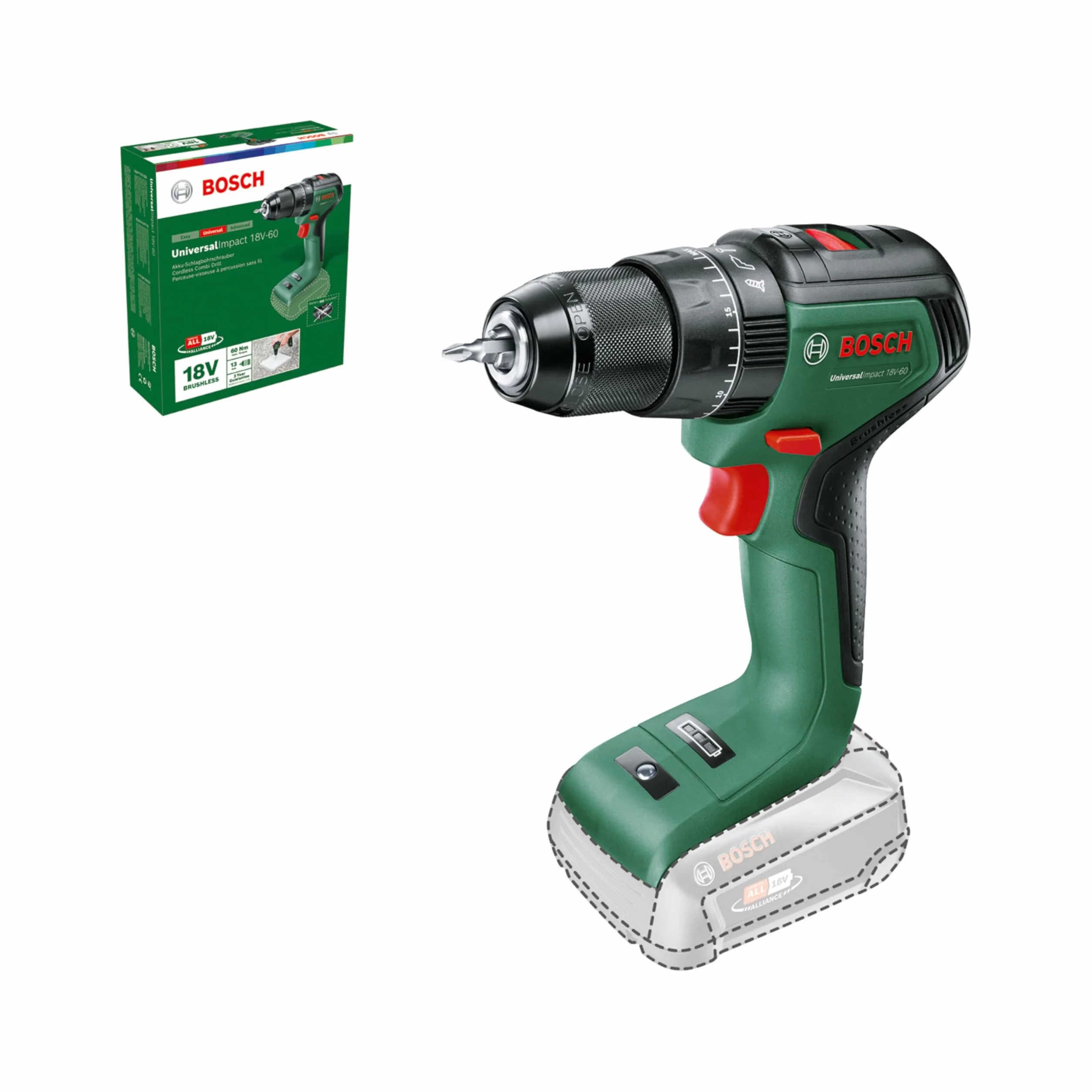 Bosch Universalimpact 18V-60 Wiertarka, 5,6 x 16,5 x 23,2 cm, 1 kg