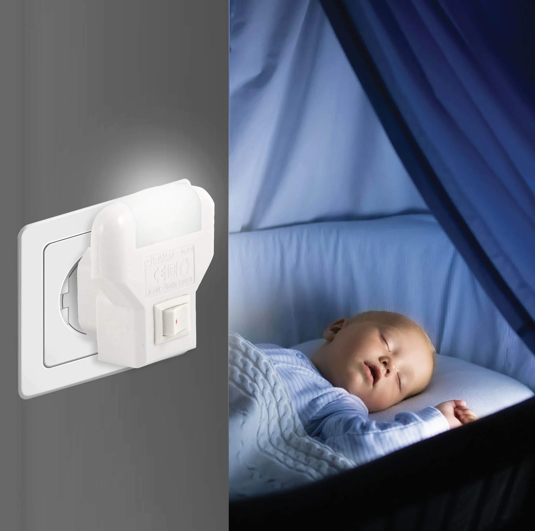 TWILIGHT lampka nocna LED z włącznikiem/wyłącznikiem Gniazdo V