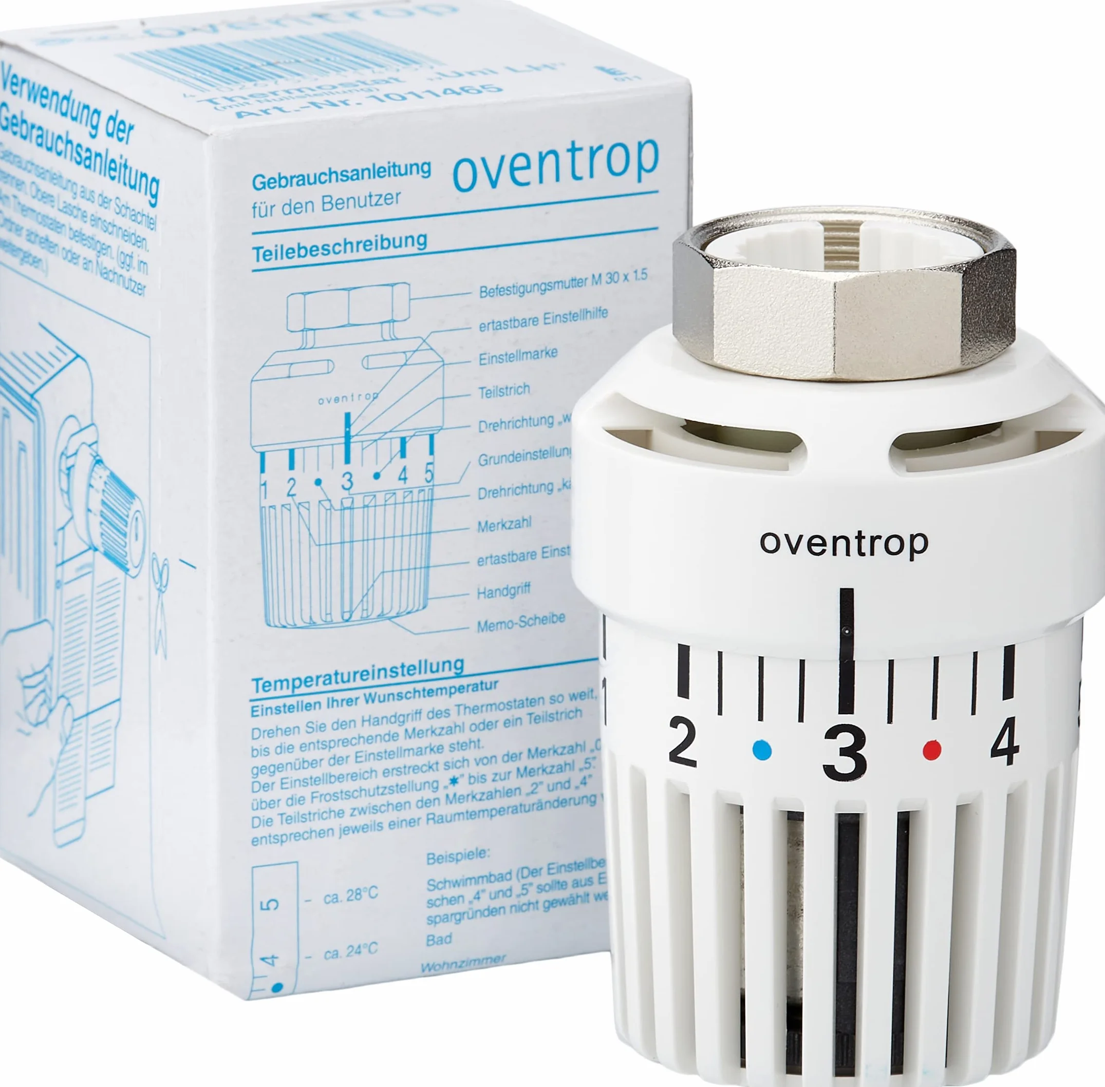 Termostat Oventrop Uni LH M30 x 1,5 z ustawieniem zerowym 7-28°C, opakowanie może się różnić