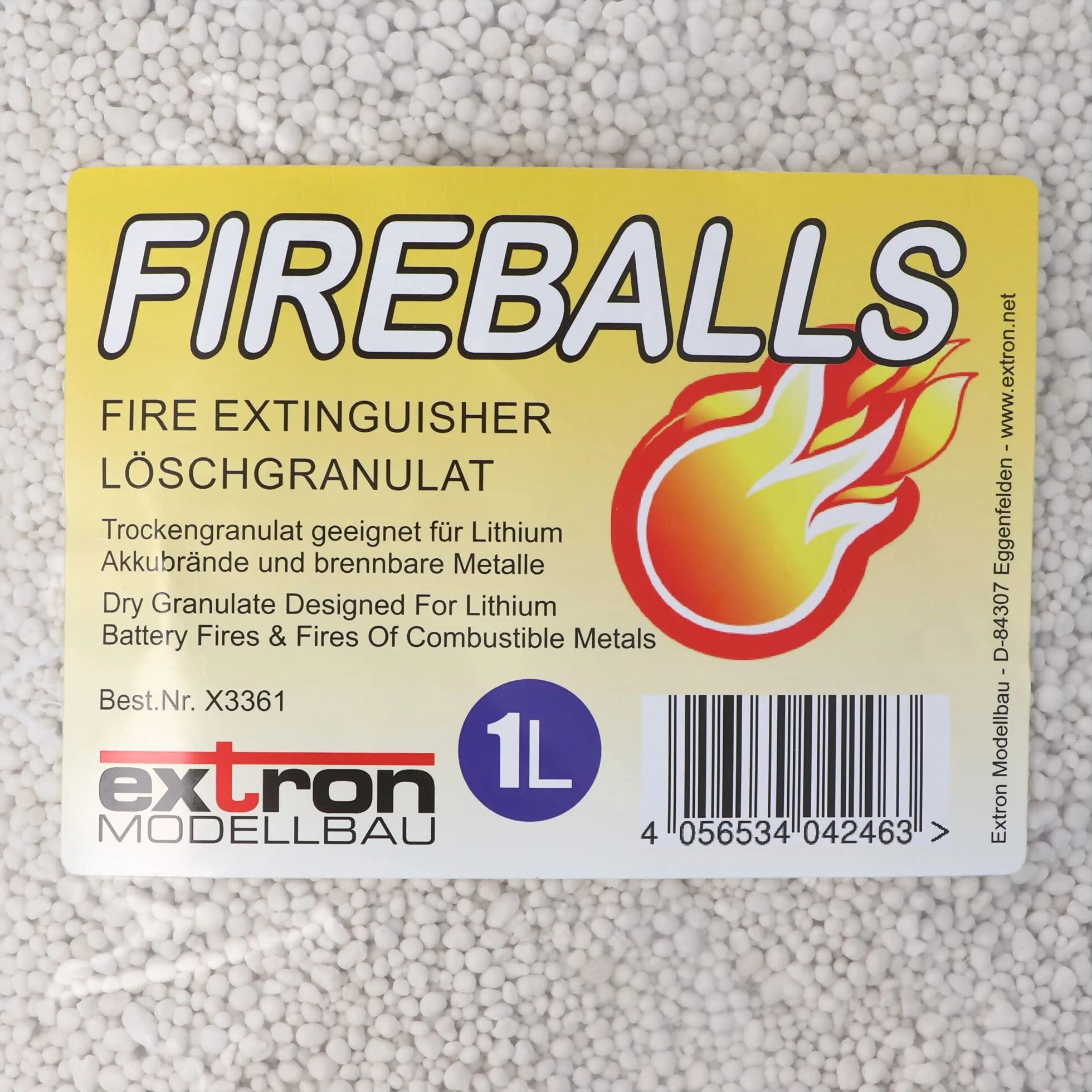 Extron Fireballs granulat gaśniczy do akumulatorów litowych, ochrona przeciwpożarowa, środek gaśniczy 1 litr