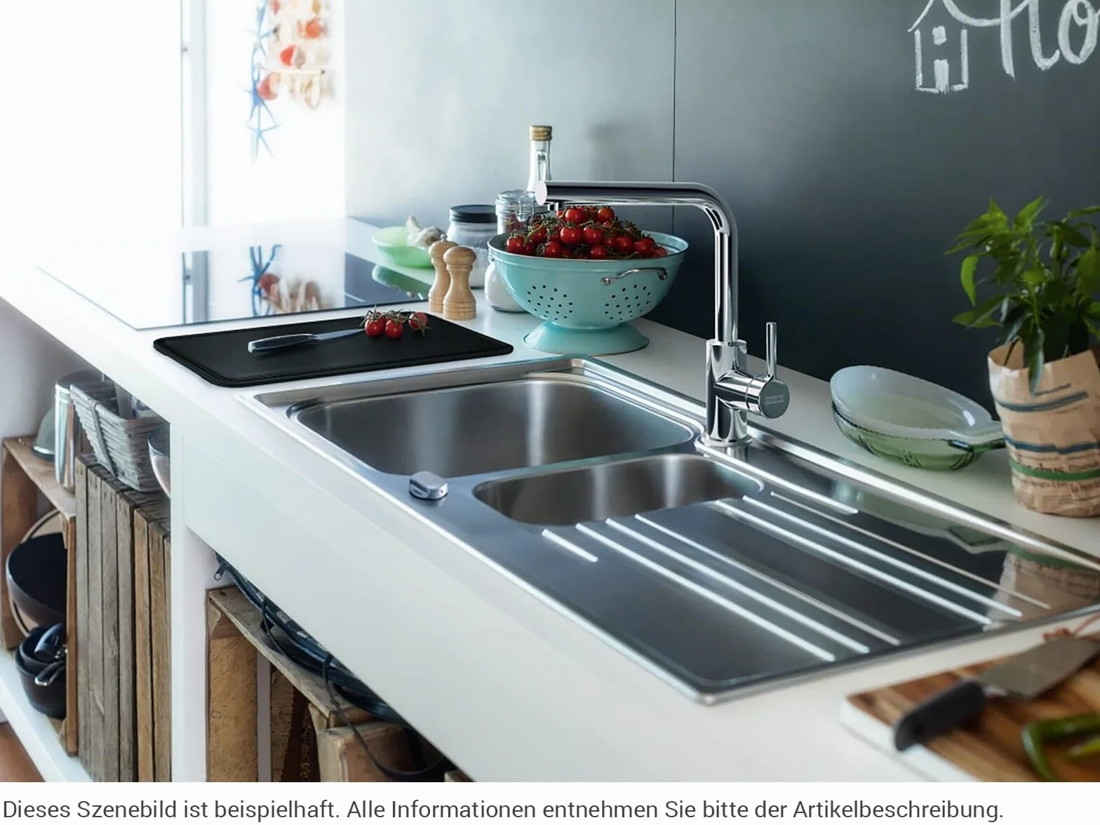 Franke Lina L Bateria zlewozmywakowa z wyciąganą wylewką chrom 115.00712