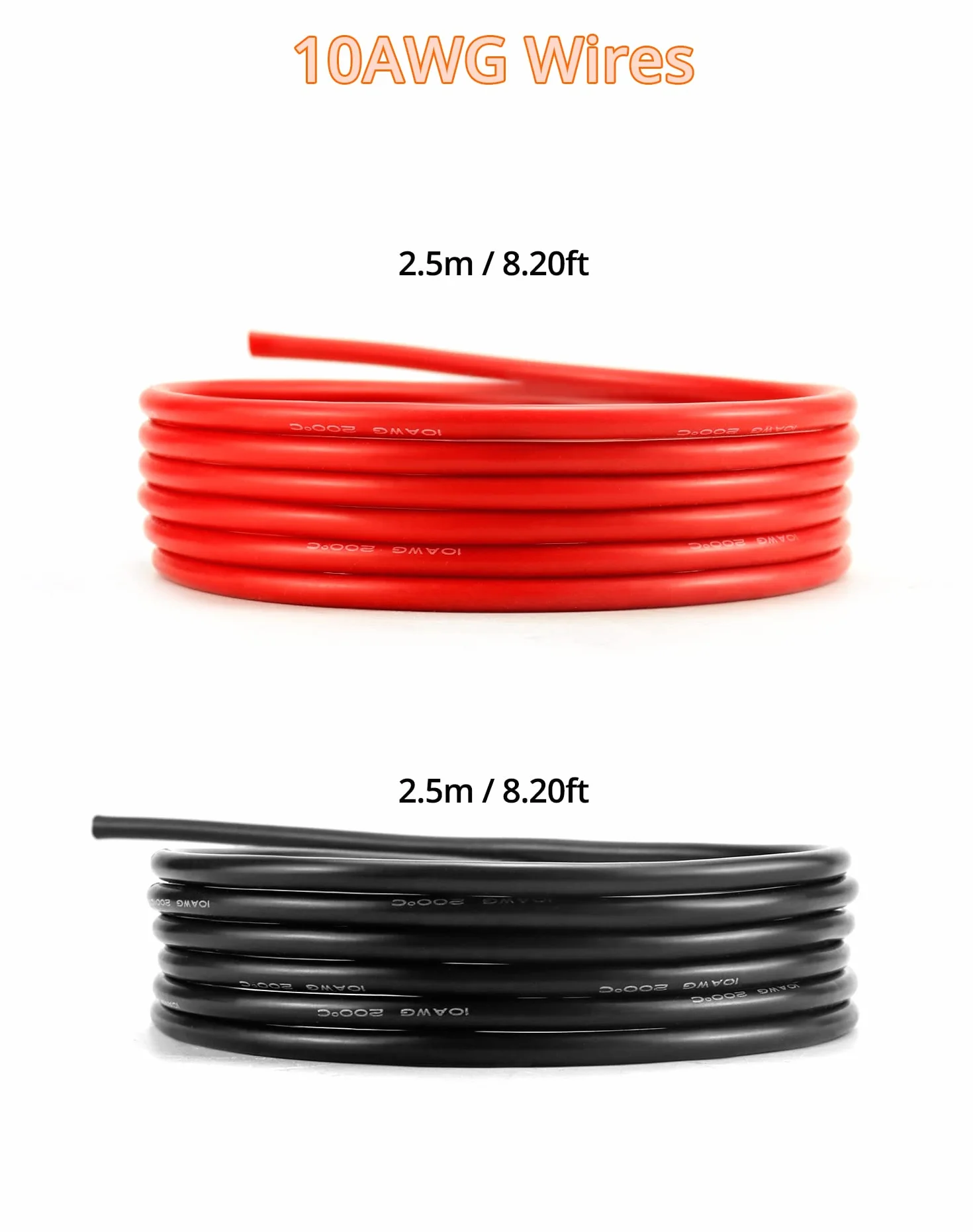 QWORK 10AWG 6mm² Silikonowy Przewód Elektroniczny 2,5 m Czarny 2,5 m Czerwony 10 Gauge Motoryzacyjny Elastyczny OFC