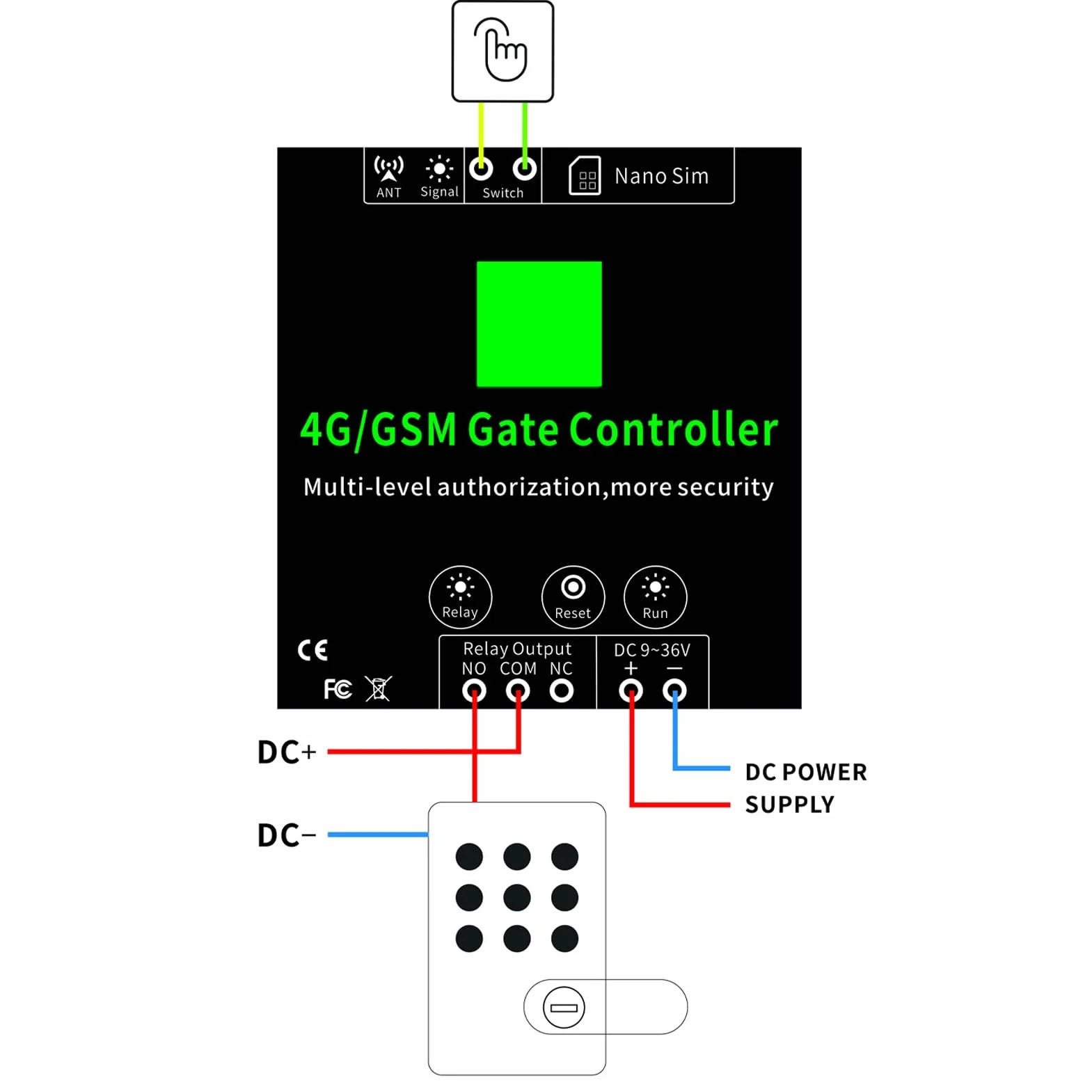GSM G203 Przekaźnikowy Łącznik do Otwierania Bramy 3G 4G DC9V-36V