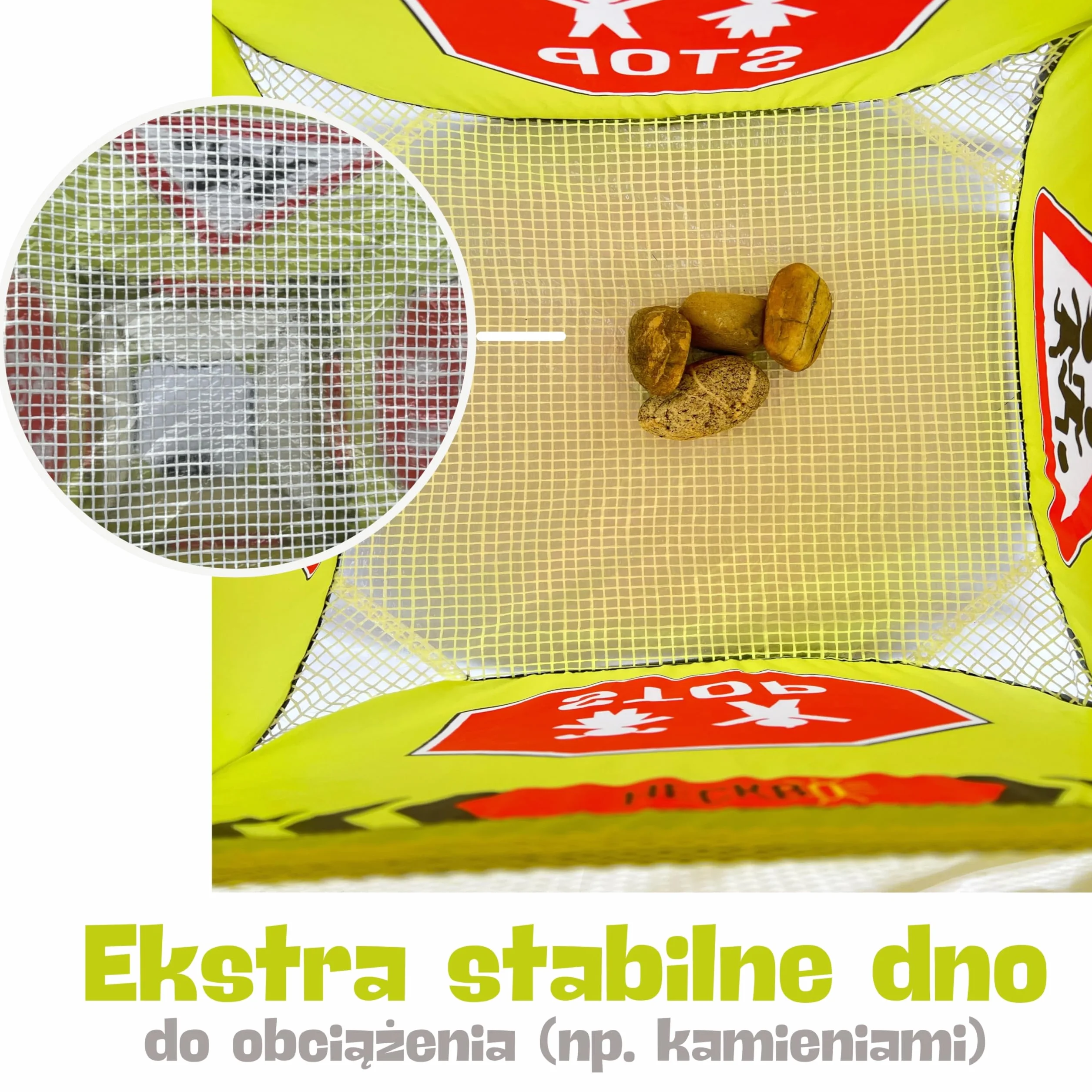 HECKBO znak ostrzegawczy dla dzieci, pylony z łańcuchem chorągiewek, stożek bezpieczeństwa