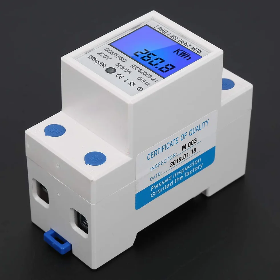Elektroniczny licznik energii KWh 5-80A DDM15SD Cyfrowy wyświetlacz LCD Jednofazowy
