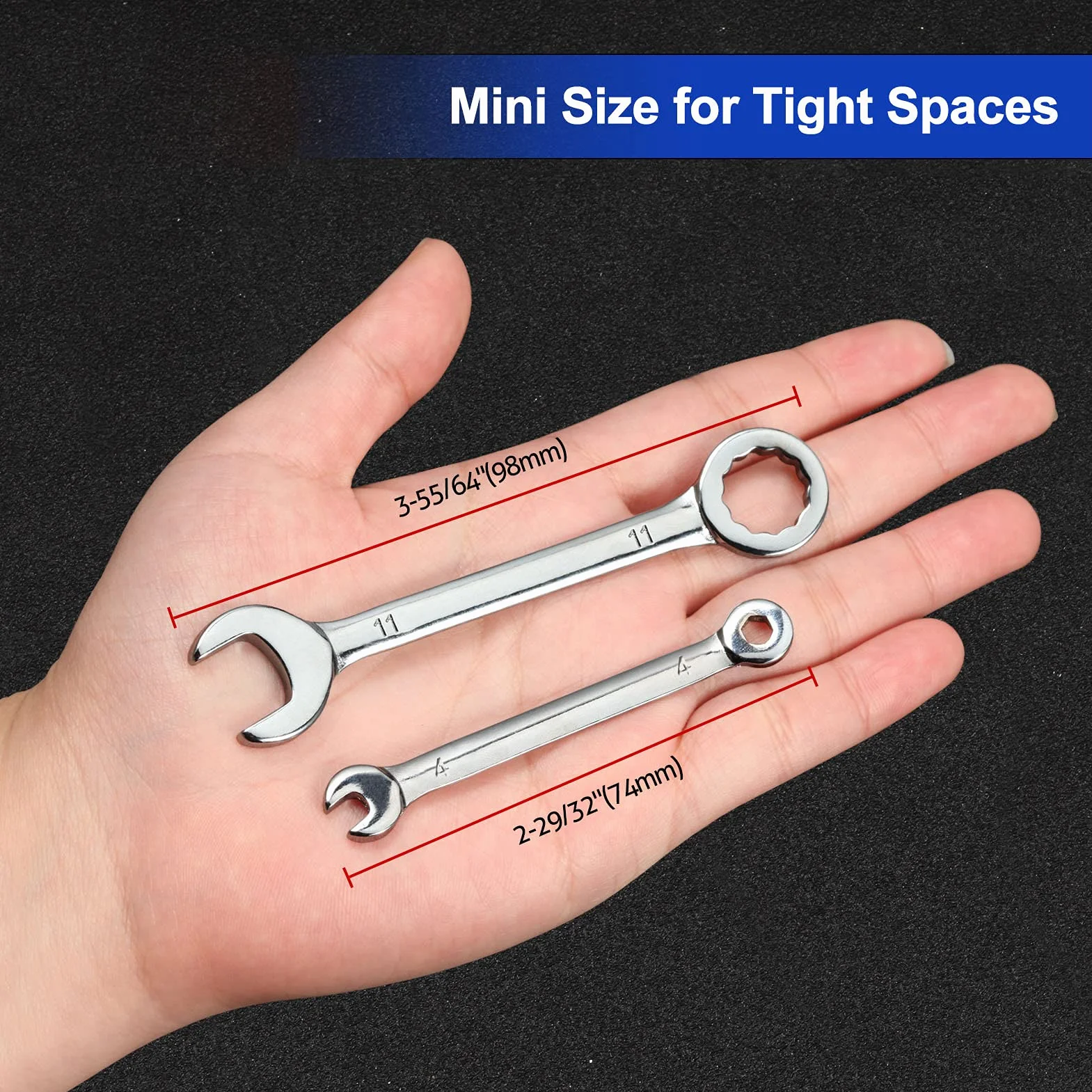 SPEEDWOX Zestaw mini kluczy metrycznych 10 szt. 4-11 mm otwarty koniec i klucz płaski