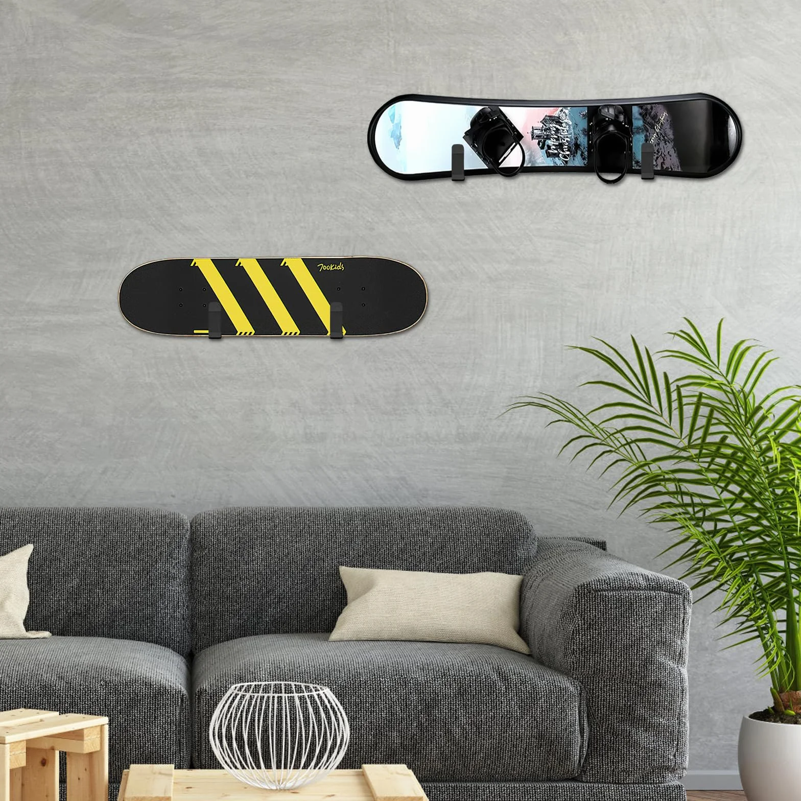 2 x poziome uchwyty na deskę snowboardową na deskorolkę deskę snowboardową do deskorolki longboardu do przechowywania desek snowboardowych + 1 hak do wkręcania