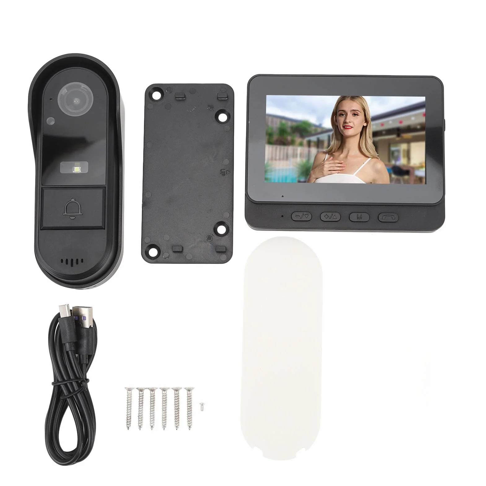 Wideodomofon Bezprzewodowy Dzwonek Wideo 1080P 4,3 Cala Kolorowy Wyświetlacz 2-kierunkowy Domofon Night Vision IP65 Wodoodporny