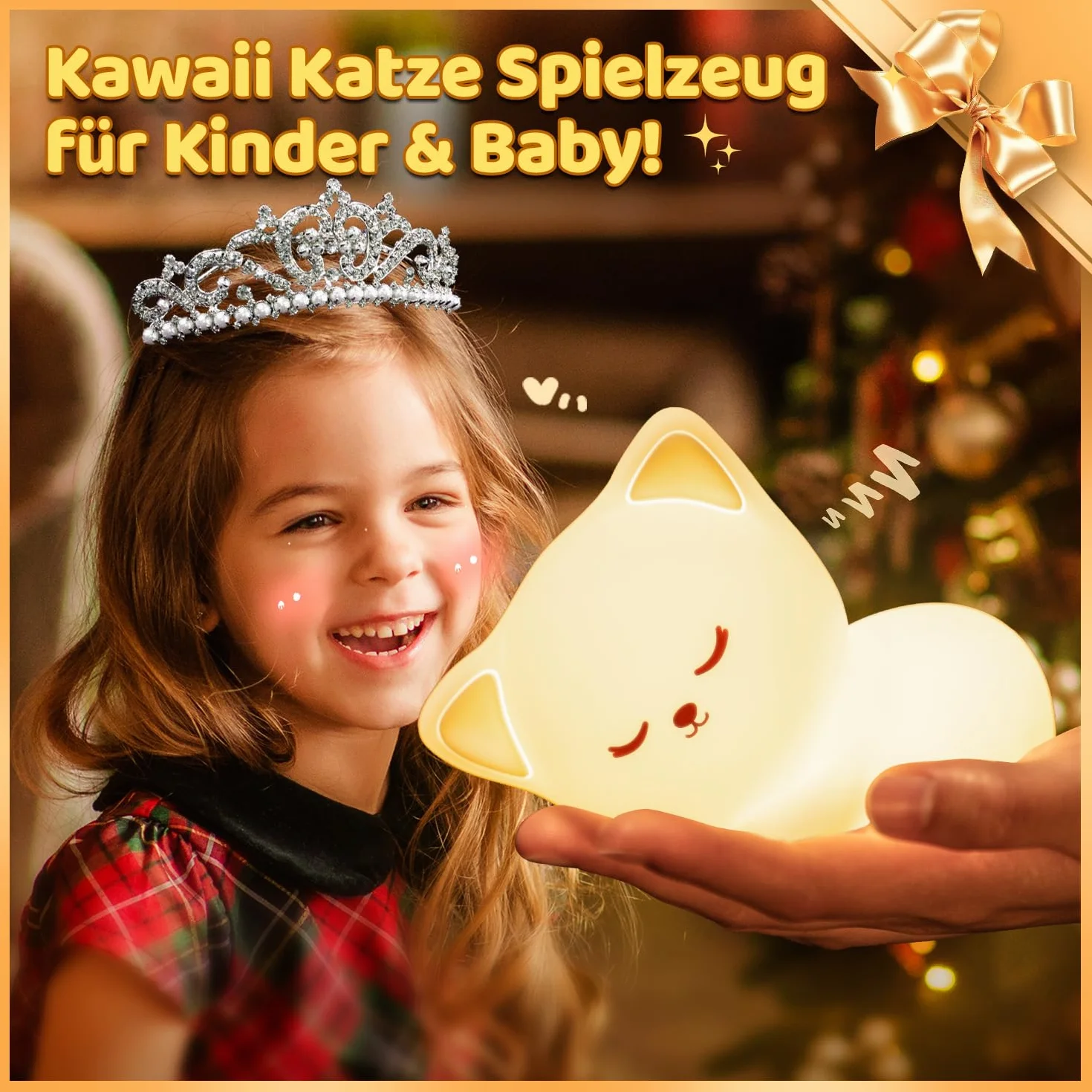 Lampka nocna dla dzieci kot 16 kolorów pilot zdalnego sterowania USB akumulator ściemniana Kawaii