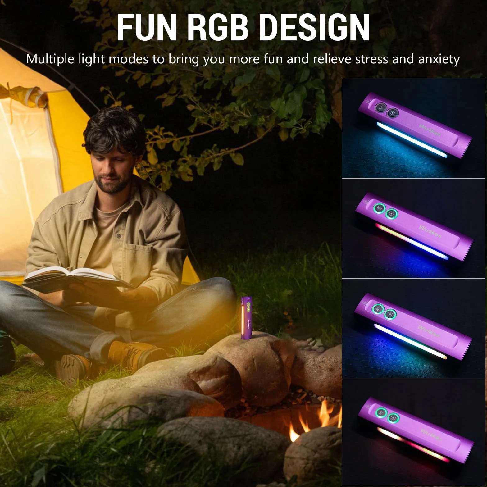 Wurkkos HD01 Latarka UV 1200 lumenów 157 m potrójne źródło światła czarne światło białe światło boczne RGB z akumulatorem