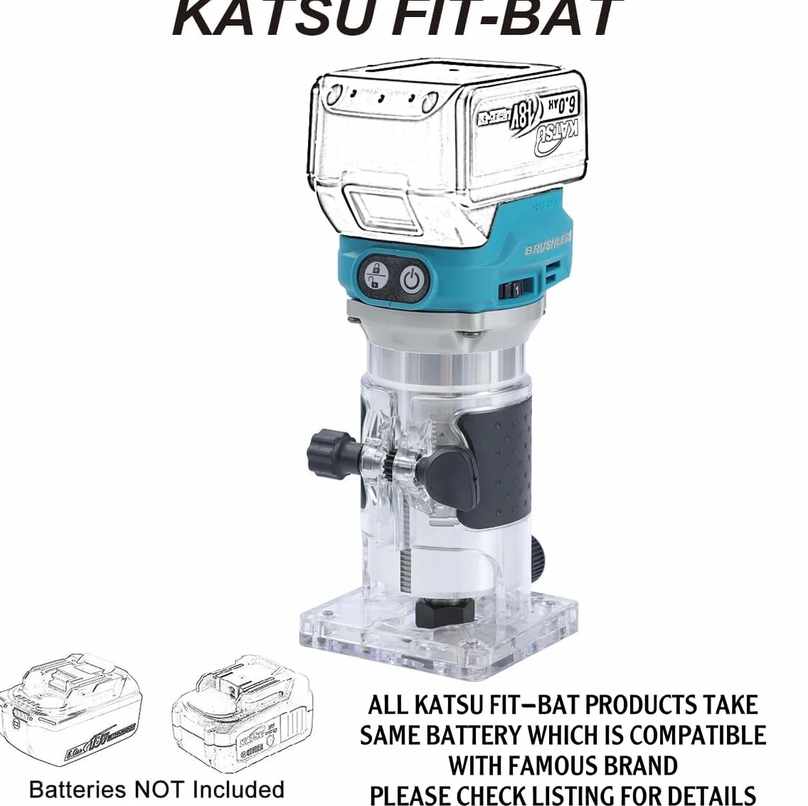 KATSU FIT-BAT 102770 bezszczotkowa akumulatorowa frezarka górnowrzecionowa 1/4" 6 mm 8 mm