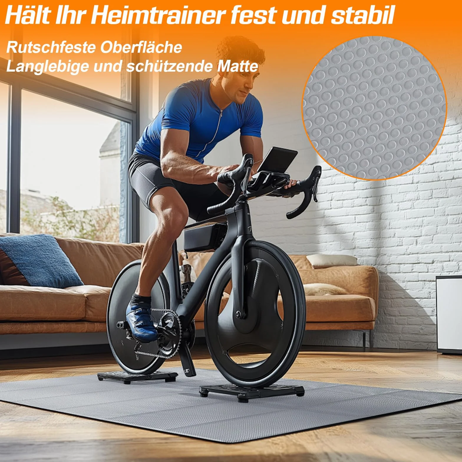 Mata ochronna na podłogę, sprzęt fitness, składana mata do bieżni, 183 x 80 cm, 6 mm, mata treningowa z termoplastycznego elastomeru poliestrowego, antypoślizgowa, neutralna zapachowa, amortyzująca