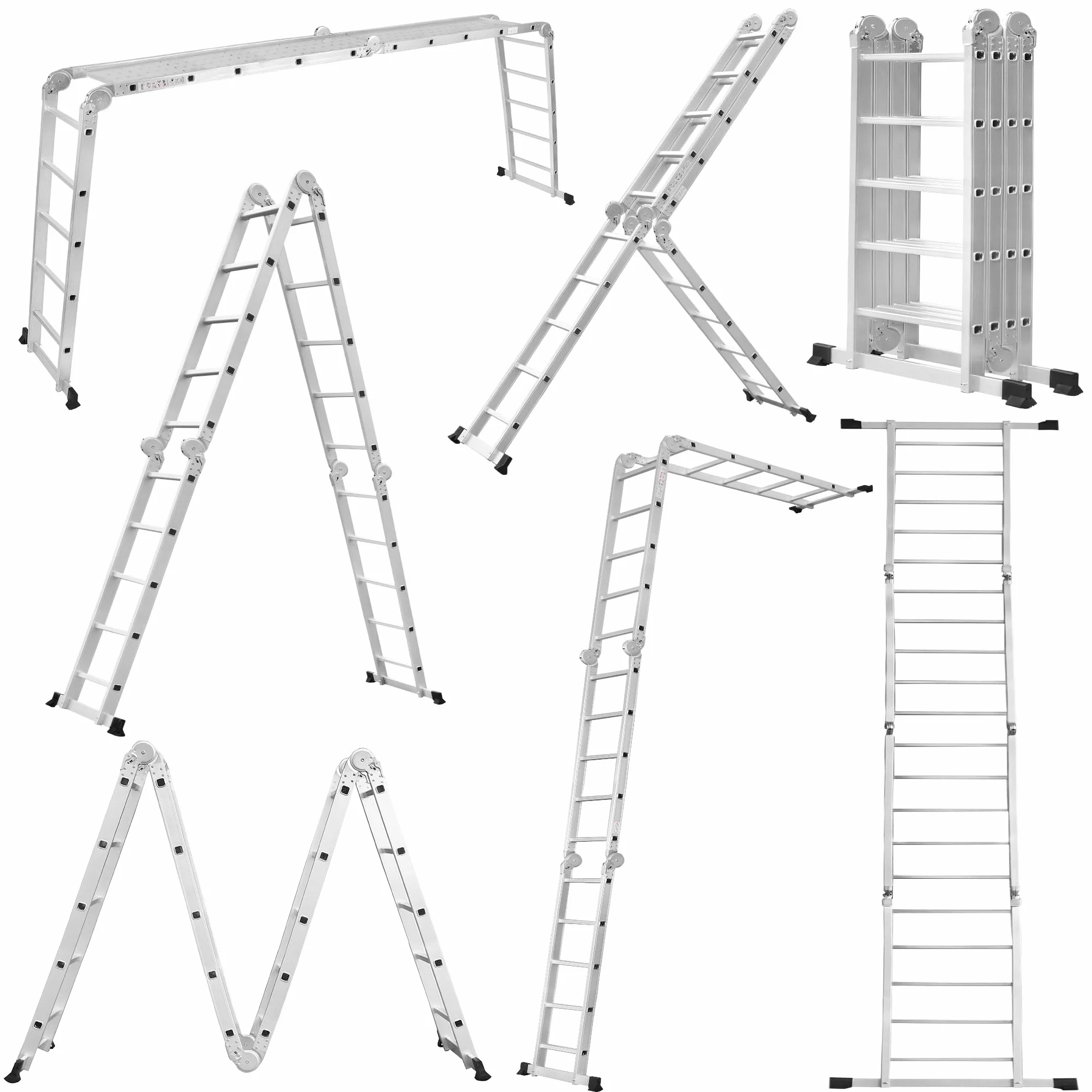 LARS360 Aluminiowa drabina wielofunkcyjna 6 w 1, 4 x 5 stopni, składana przegubowa