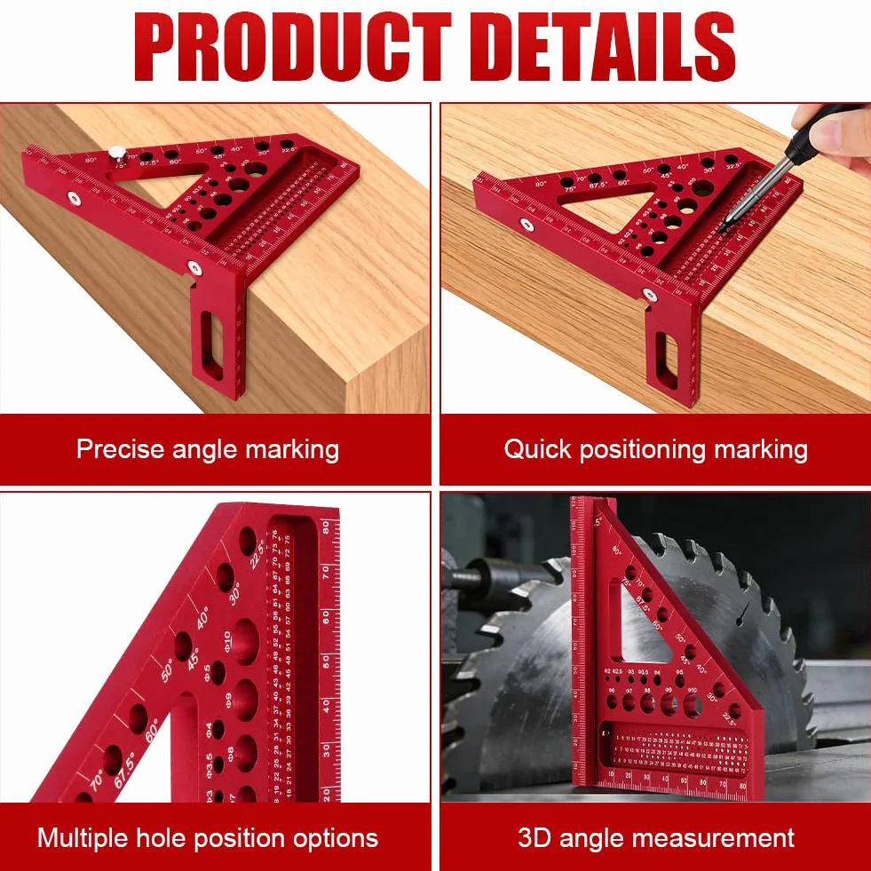 Flintronic Kątomierz Metalowy 120 mm Aluminiowy 3D 22,5-90° Precyzyjny Miernik Stopnia