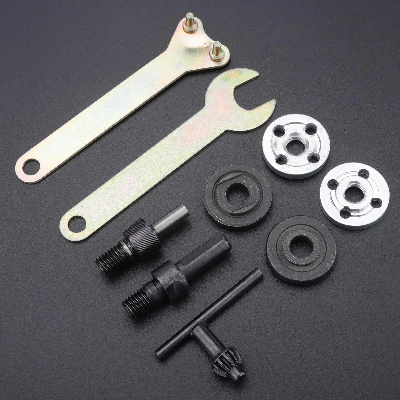 Rybtd 9 sztuk Szlifierka Kątowa Części Zamienne Wał Silnika Sprzęgło Korbowód 6mm/10mm Trzpień Adapter Kołnierz Wiertło Klucz Uchwyt do Szlifowania Polerowania