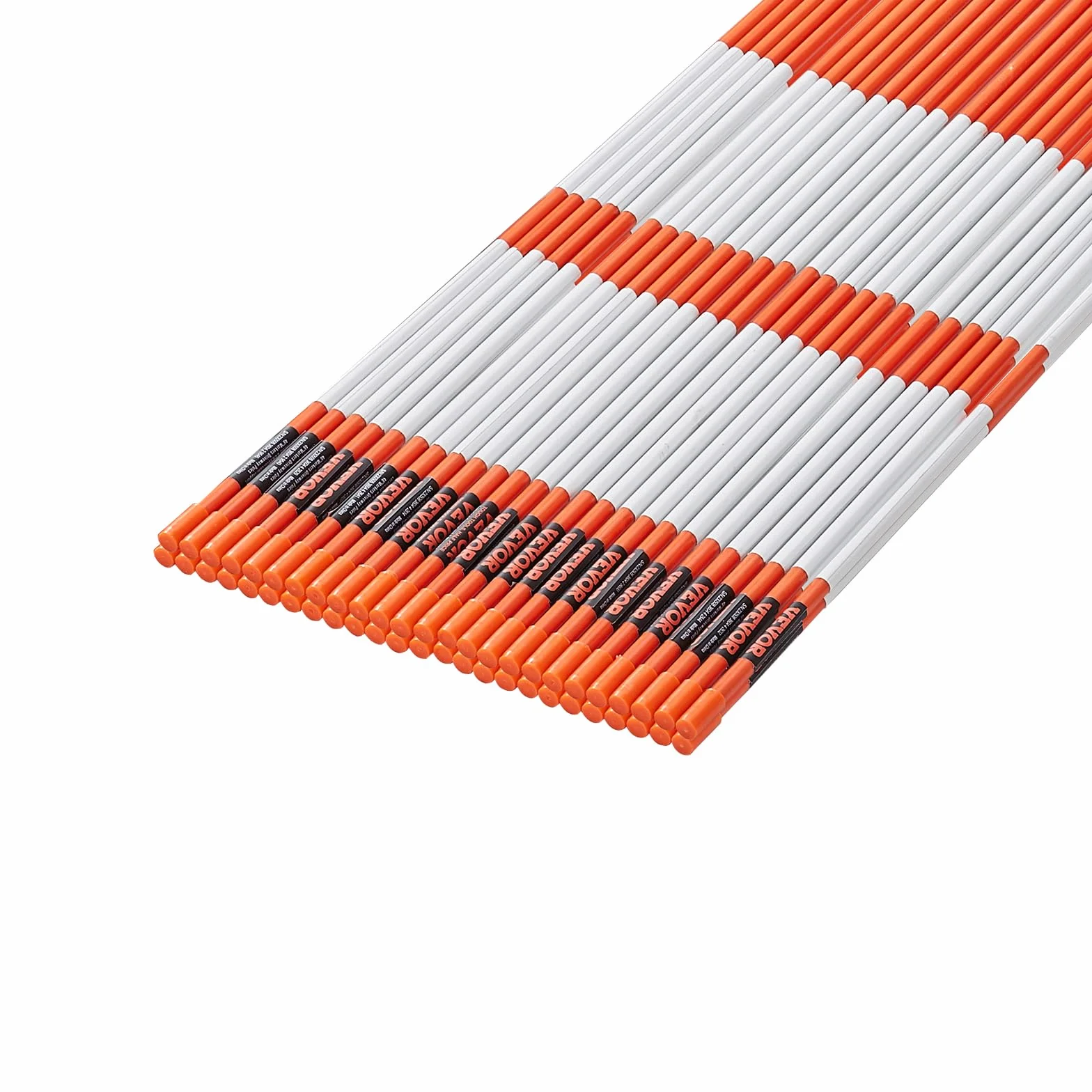 VEVOR Markery do podjazdu, 50 szt. 122 cm, średnica 0,8 cm, pomarańczowe słupki z włókna szklanego z taśmą odblaskową, stalowe wiertło 30 cm i rękawice ochronne na parkingi, chodniki, łatwa widoczność