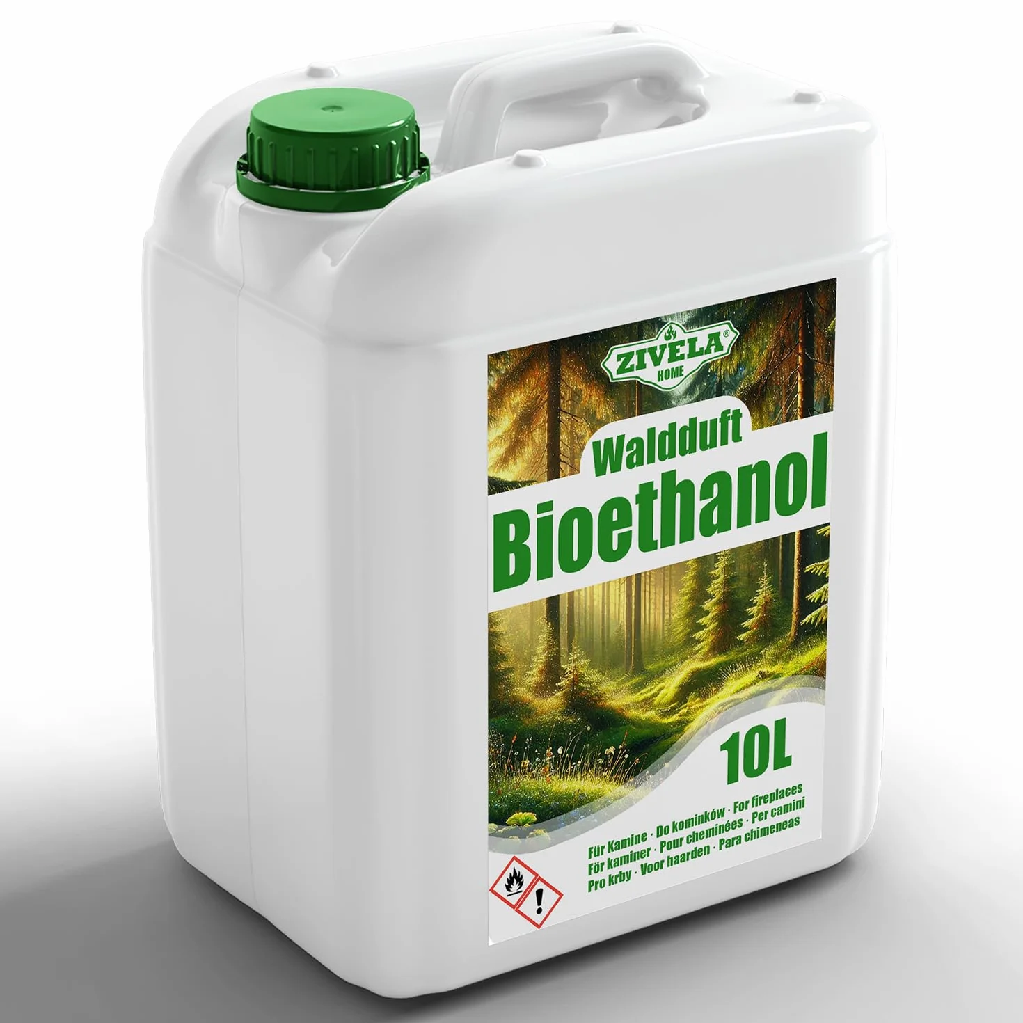 Bioetanol 96,6% 10 l | ekologiczny alkohol zapach lasu 96,6% 10 l | bioetanol do kominka, kominka stołowego, kominka na bioetanol | zapach lasu | czyste spalanie, bez dymu, żywy i stabilny płomień
