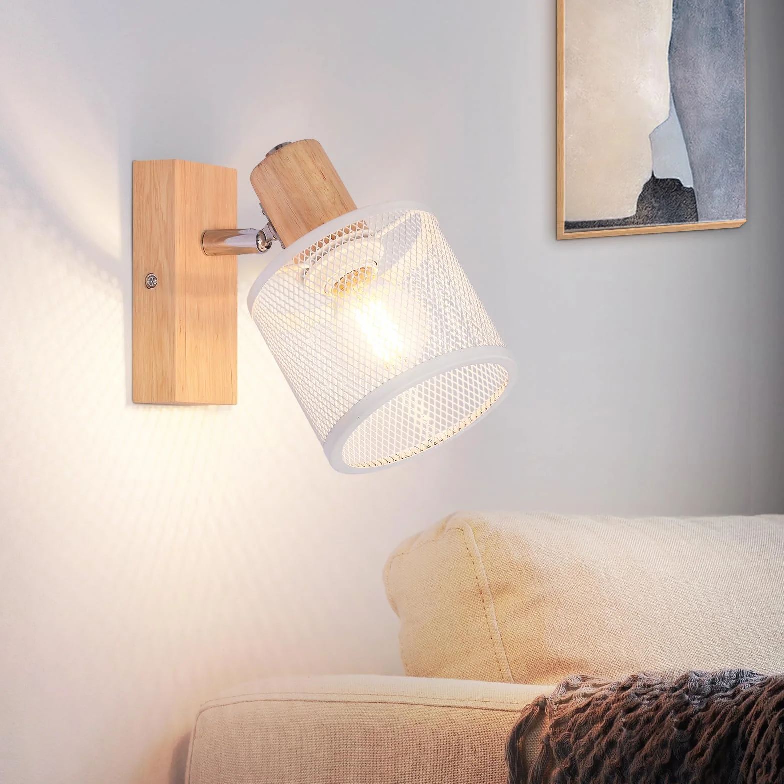 Lampa sufitowa LED vintage drewniana E14 faretto orientabile