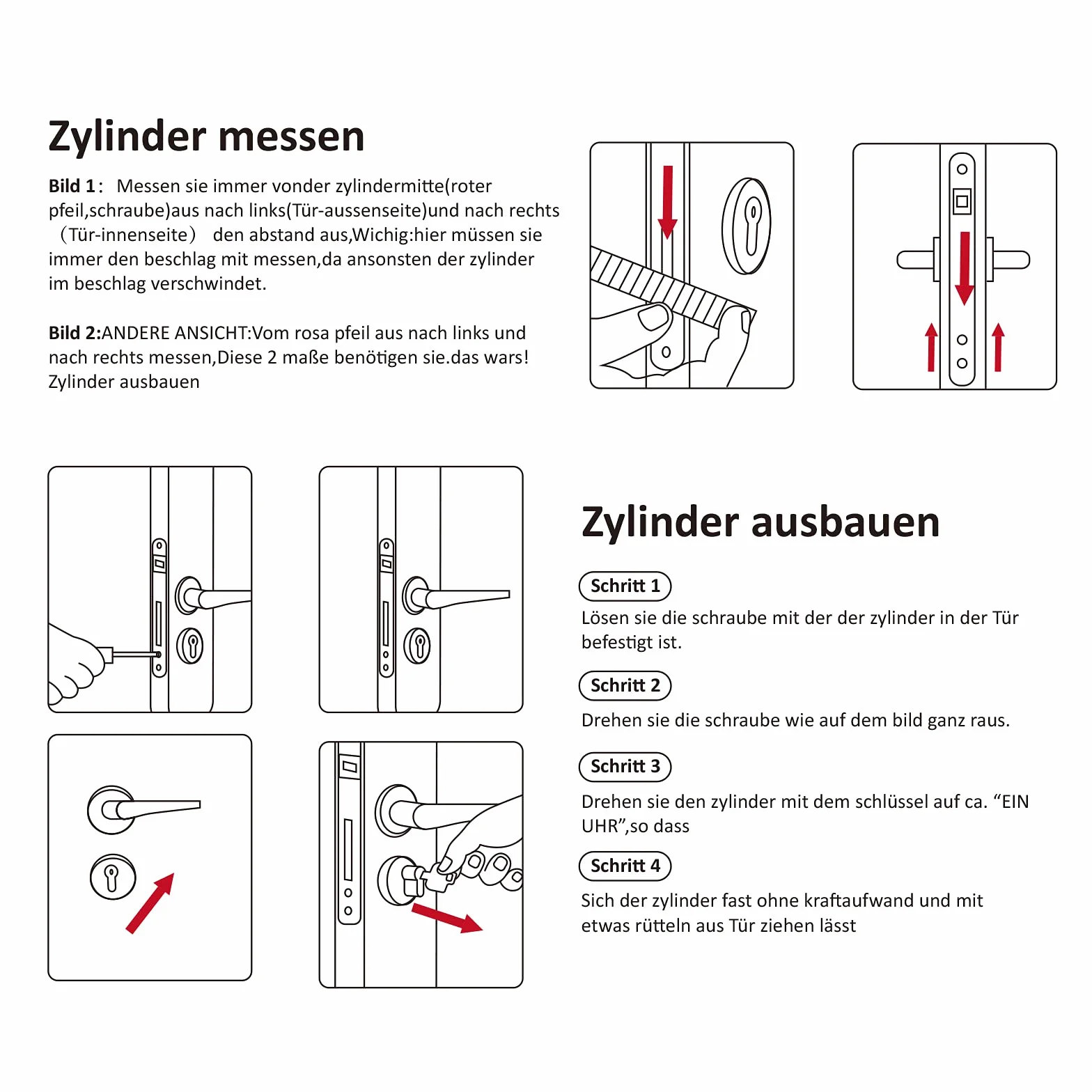 Hengsong cylinder z gałką zamek bębenkowy 30/30 metalowy srebrny zestaw 5 kluczy 6 cm