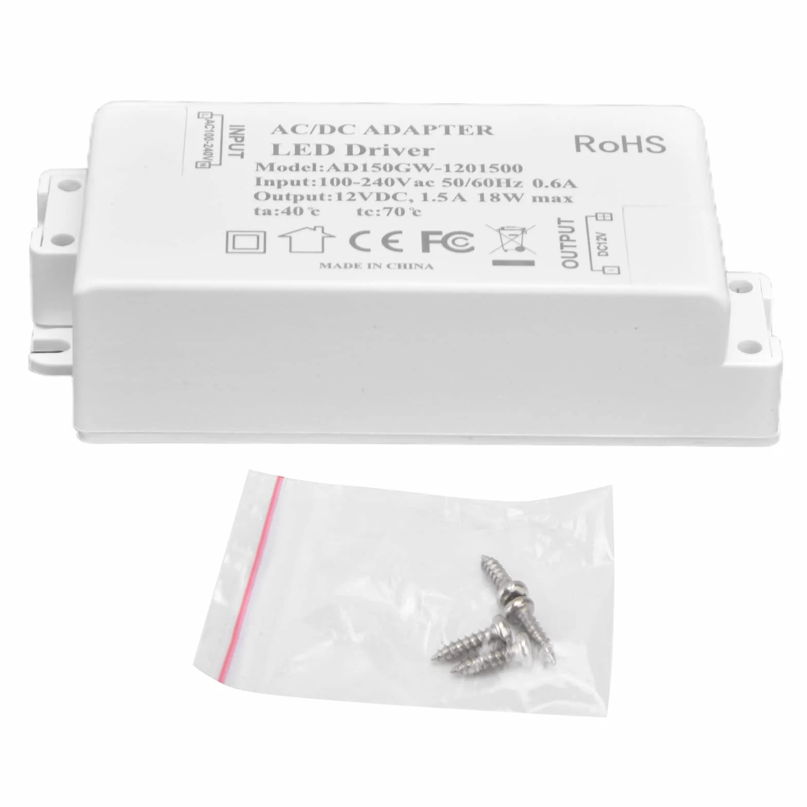 Zasilacz AC 100-240V do DC 12V 1,5A Konwerter Transformator LED do Pasków LED Kamera CCTV
