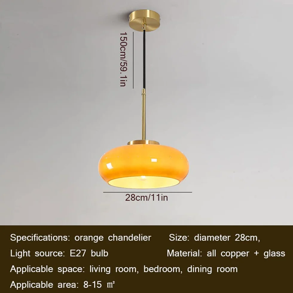 Lampa wisząca pomarańczowa szklana wyspa kuchenna biała sufitowa 1-lekka oprawa nowoczesna jadalnia