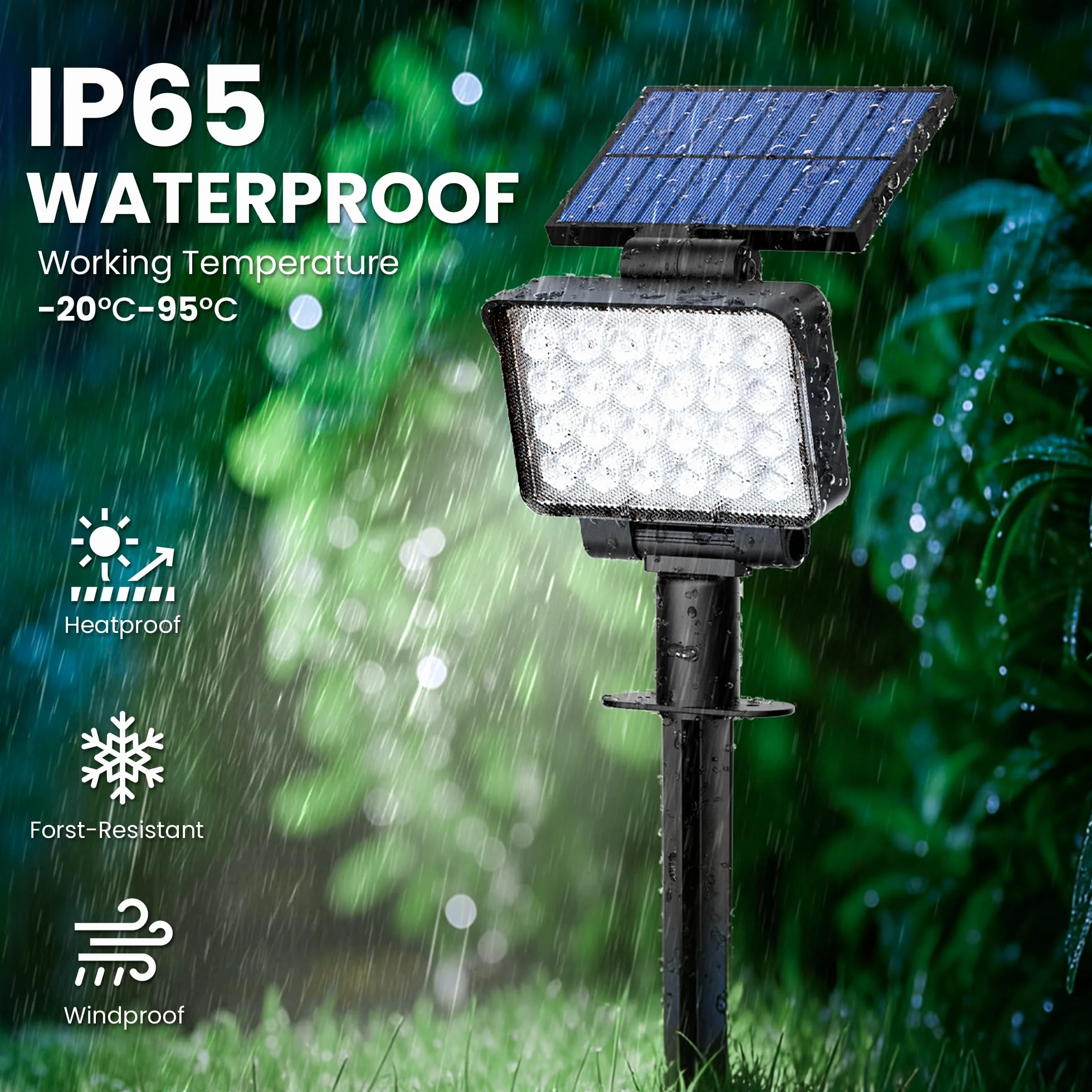 Solpex Solarne oświetlenie punktowe IP65 24 diody LED reflektory do ścieżek ogrodów (białe 2 sztuki)
