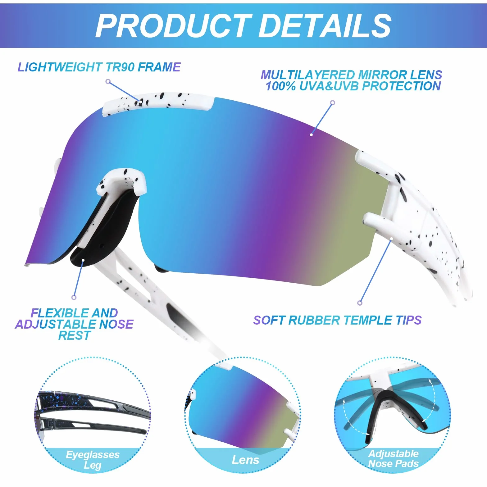 Szybkie okulary, okulary rowerowe dla mężczyzn i kobiet, okulary sportowe, ochrona przed promieniowaniem UV400, do jazdy na rowerze wyścigowym, rowerze MTB, biegania, golfa, jazdy konnej,
